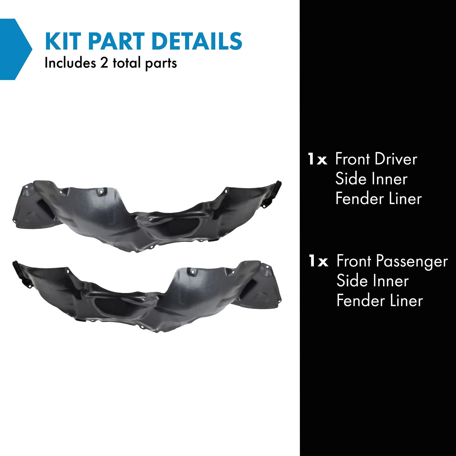 Trq Front Inner Fender Liner Set Compatible With 2004-2005 Toyota Sienna To1248130 To1249130