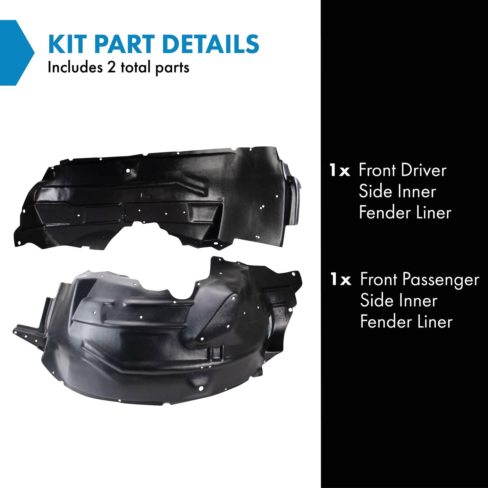 Trq Front Inner Fender Liner Set Compatible With 2004-2005 Ford F-250 Super Duty F-350 Super Duty Fo1247108 Fo1250137