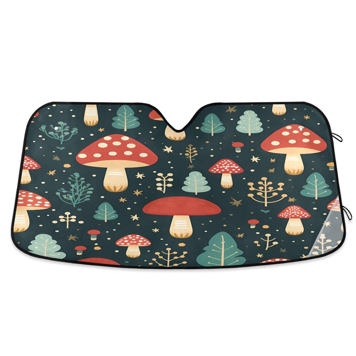 Car Windshield Sunshade Cute Mushroom Red Pattern, Blocks Sun Visor Protector Foldable Sun Shield Keep Your Vehicle Cool, Fits W
