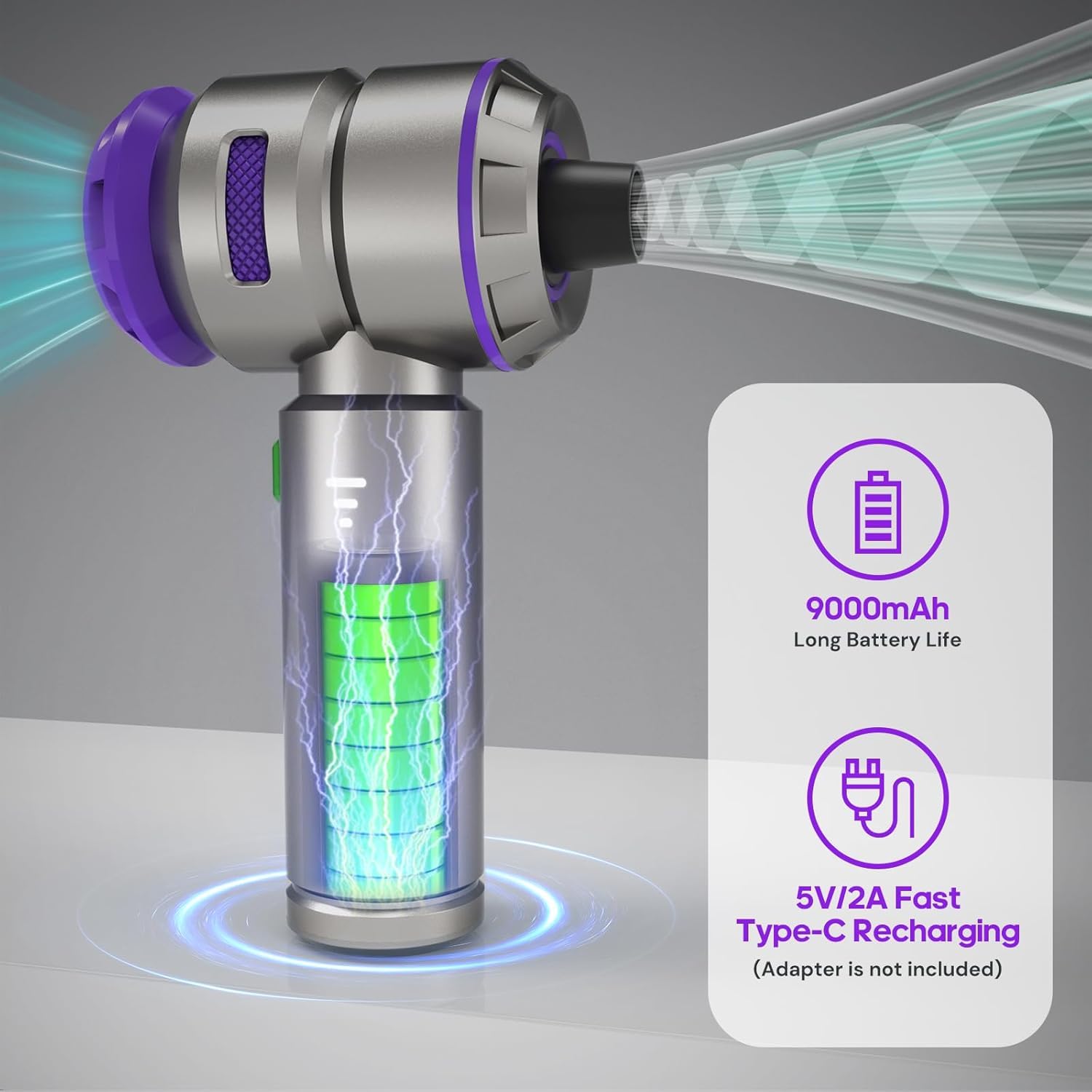 Electric Air Duster - 2 In 1 210000Rpm Brushless Air Duster & 21000Pa Car Vacuum 9000Mah Battery Air Blower Wireless Handheld Va