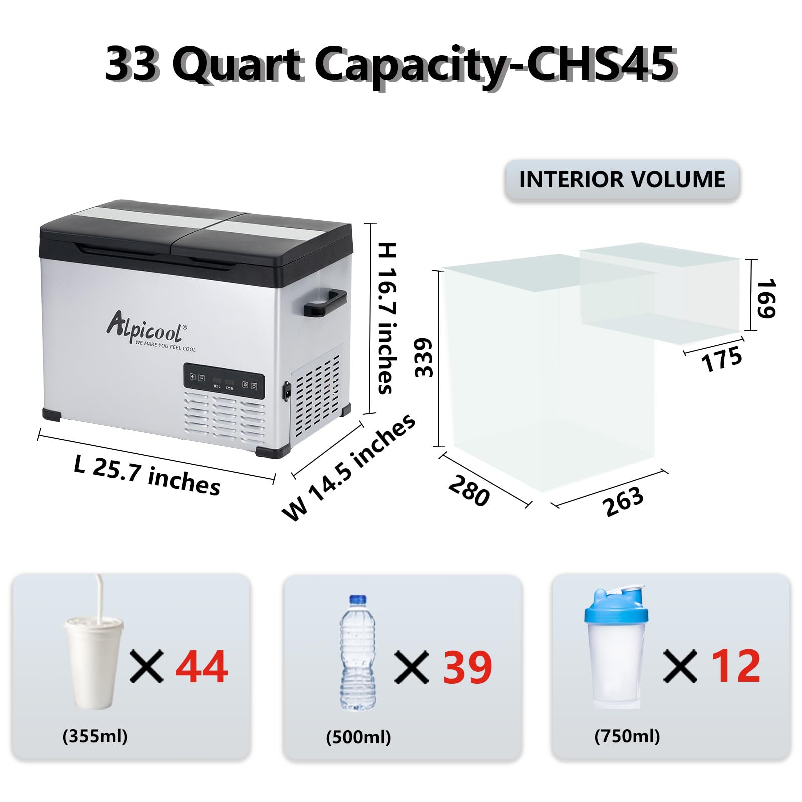Alpicool C Series 33 Quart Car Freezer CHS45 - Compact, Portable Cooling Solution