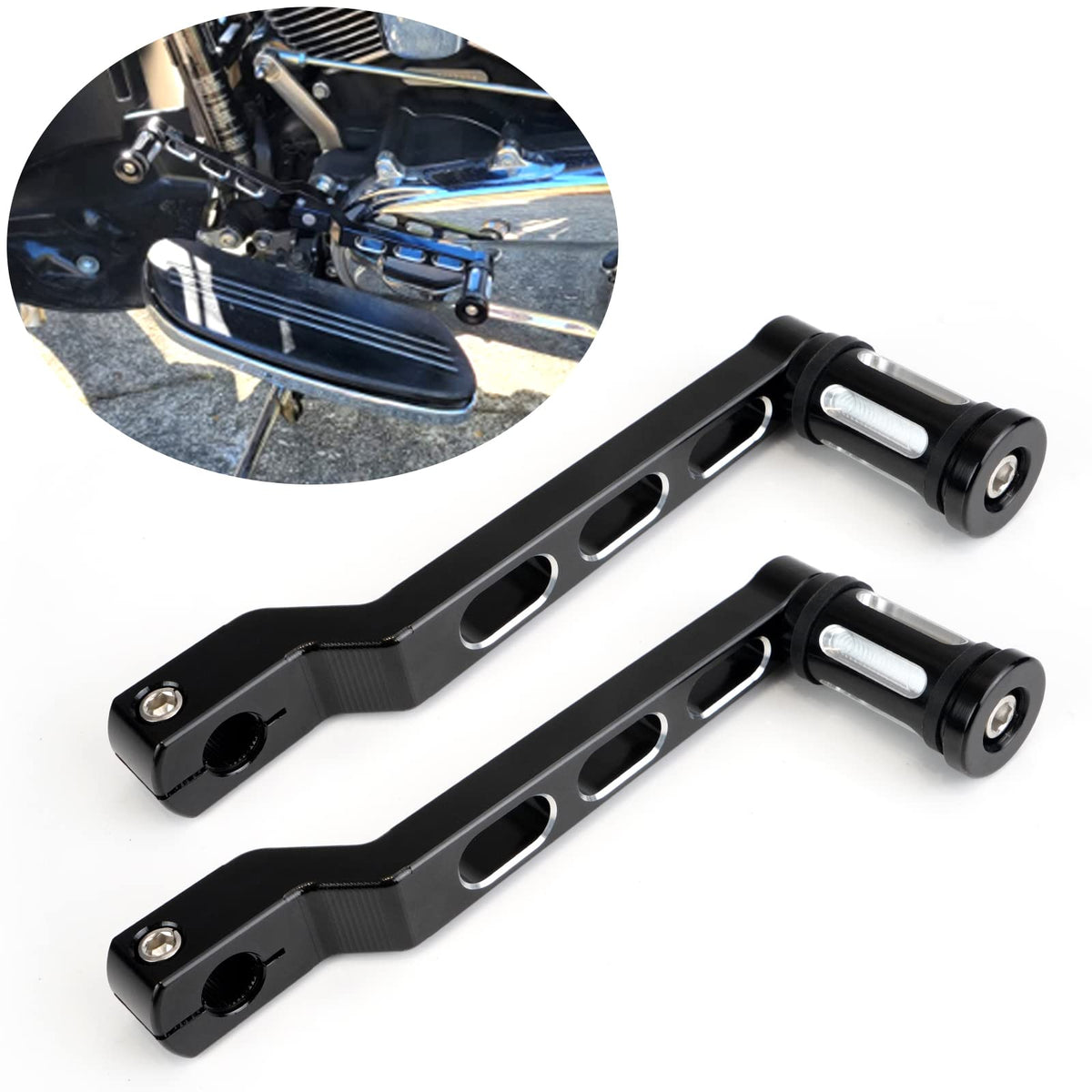 Donpida Motorcycle Heel Toe Gear Shift Lever Gear Pedals Shift Arms Compatible With Harley Fl Softail Touring Electra Glide Road King Glide Flhx Street Glide Tri Glide Trikes Shifter Levers (Black)
