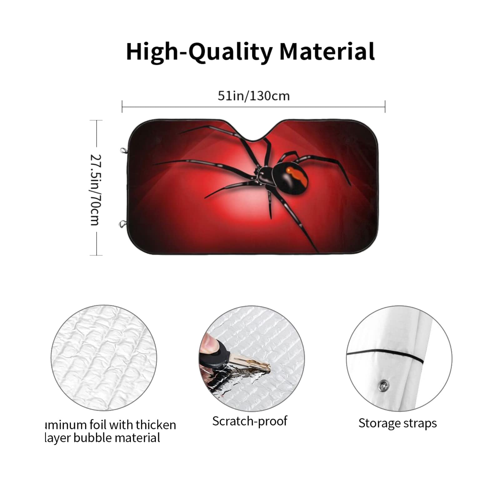 Widow Spider Car Front Windshield Sun Shade,Auto Sunshade For Car Truck Suv - Blocks Uv Rays Sun Visor Protector (51'' X 27.5''I