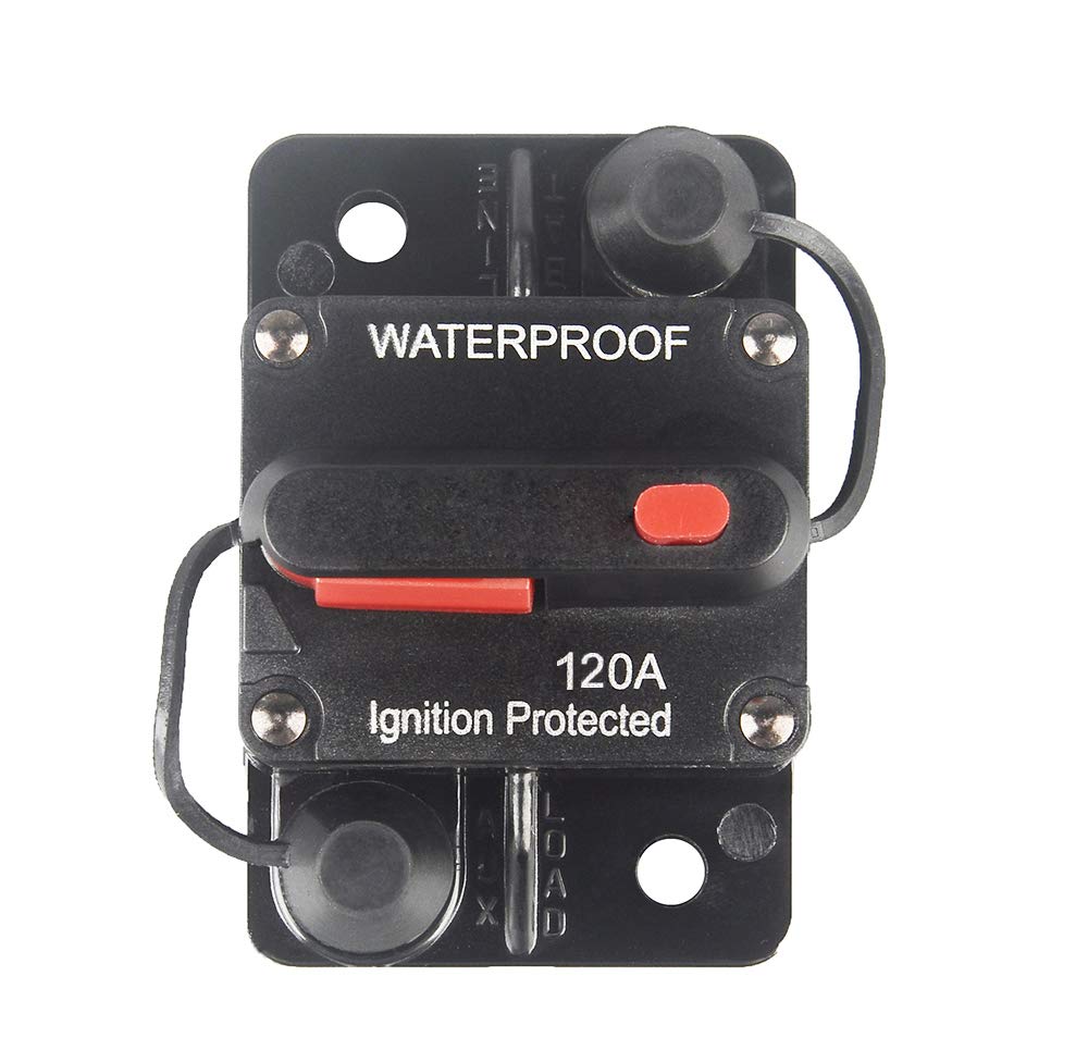 Wohhom 120 Amp Circuit Breaker With Manual Reset 12V-36V Dc Waterproof Surface Mount For Car Audio Rv Marine Boat Truck Trolling