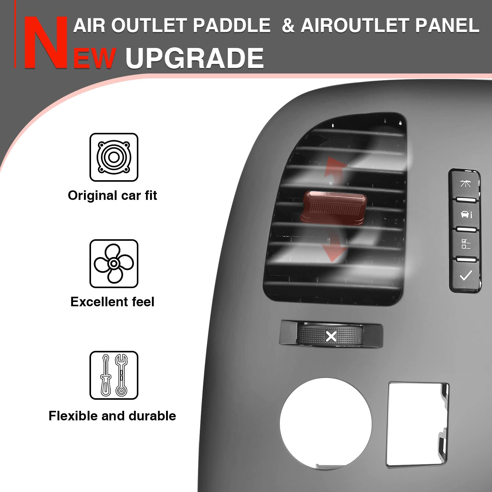 A-Premium Left Driver Information Center Control Panel Air Vent with Botton Compatible with GMC Chevrolet Silverado Sierra 2500 HD 3500 HD Suburban Yukon XL 1500 Tahoe 2007-2013 Pickup