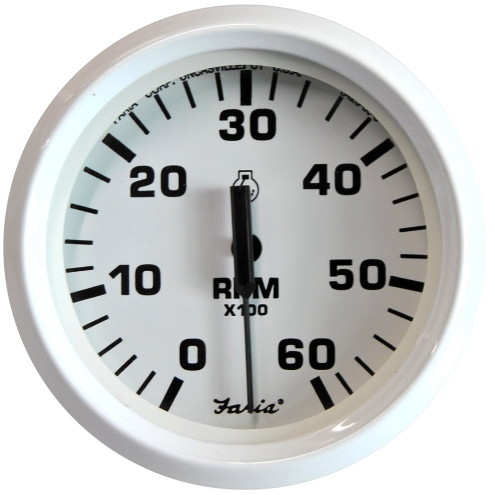 Faria Dress White 4 Tachometer - 6,000 Rpm (Gas - Inboard & I/O)