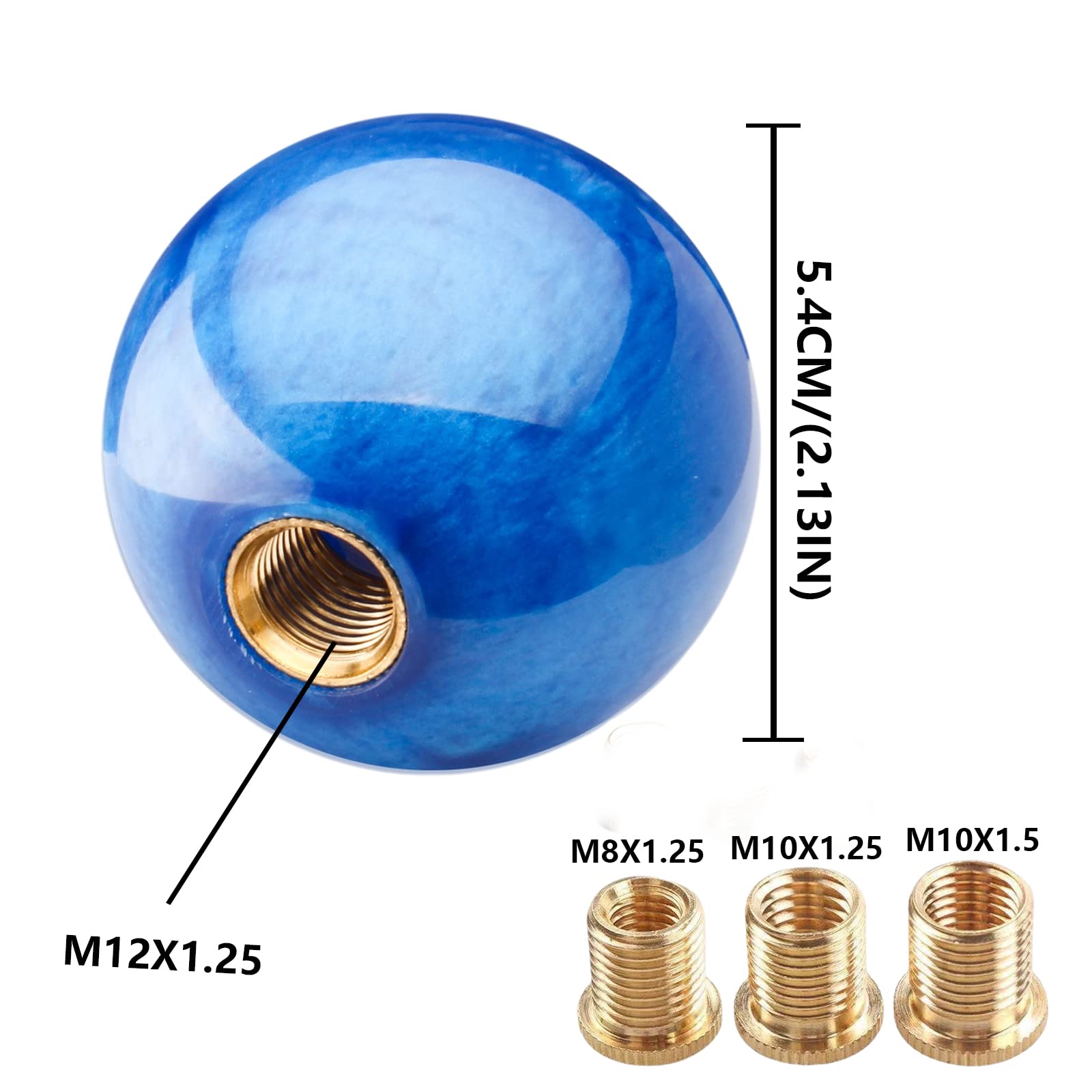 Yiuiy Round Ball Shift Knob Universal Marble Style Gear Shift Knob 5 6 Speed For Manual Automatic Vehicles With Adapters (Dark B