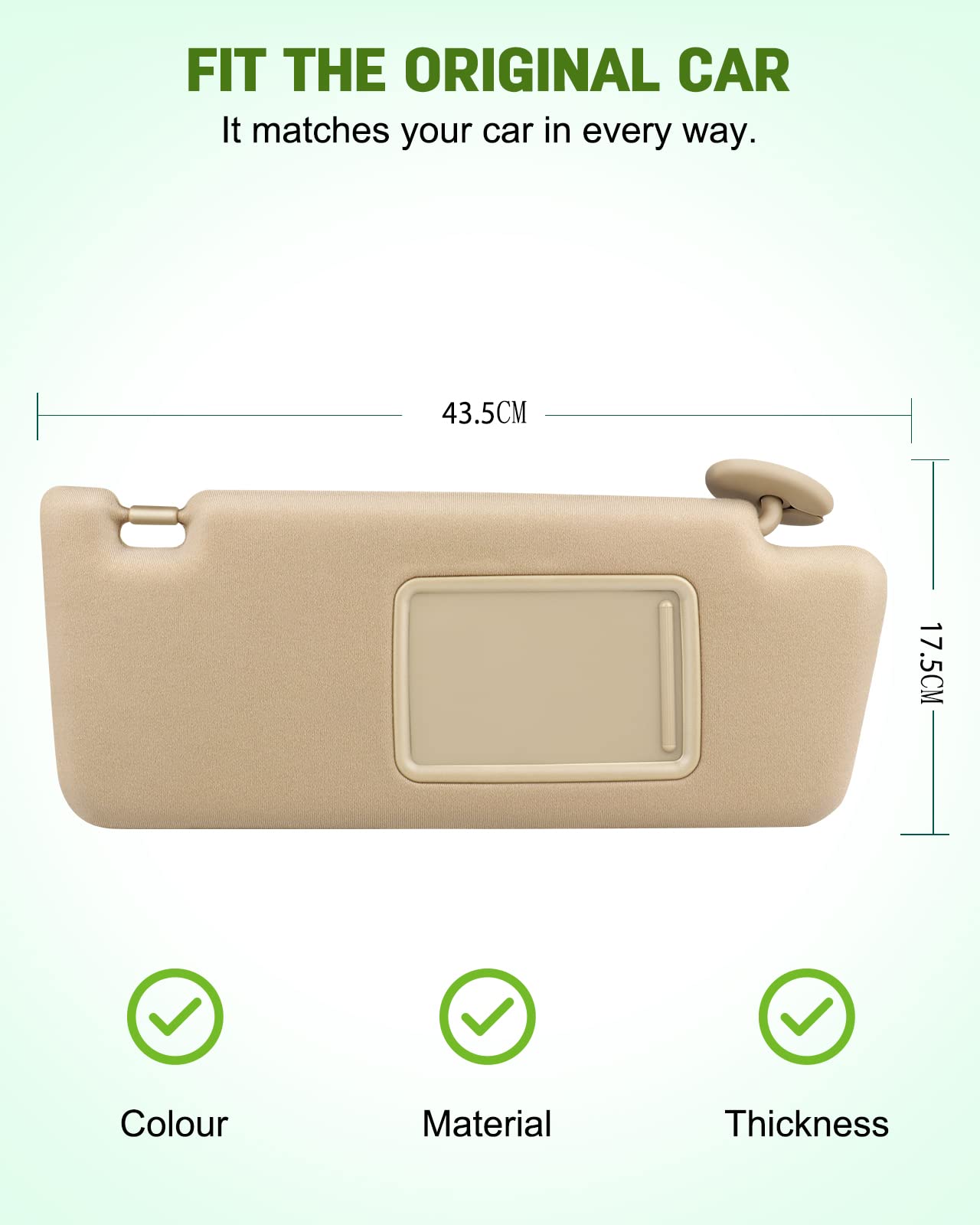 Scitoo Beige Right Passenger Side Interior Sun Visor Fit For Toyota For Tacoma 2005-2014 Without Sunroof (Oe:74320-04181-E1,7432