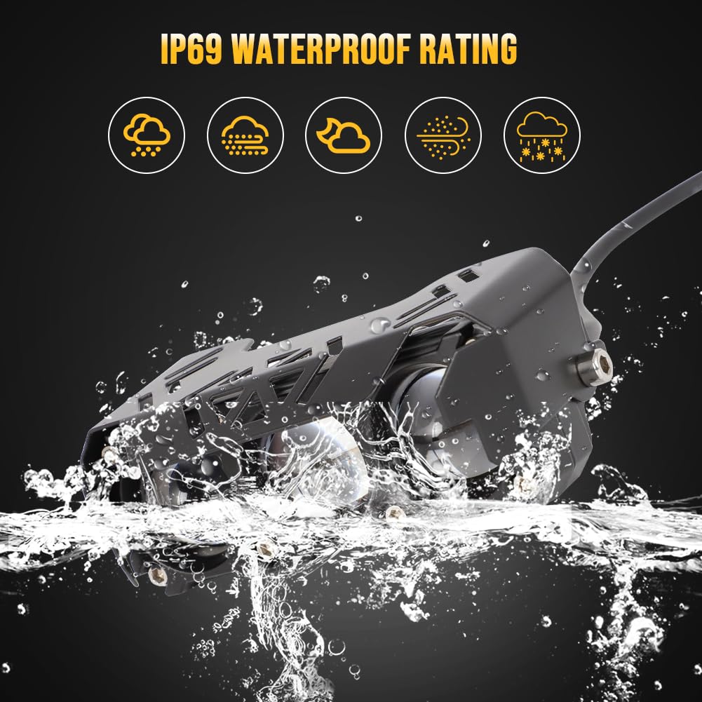 Autovic Dirt Bike Light Bar Kit, 2 Modes White Light & Amber Light Bar Kit Universal For Kawasaki Honda Yamaha Suzuki Ski-D Oo G4 Motocross Dirt Bike Parts