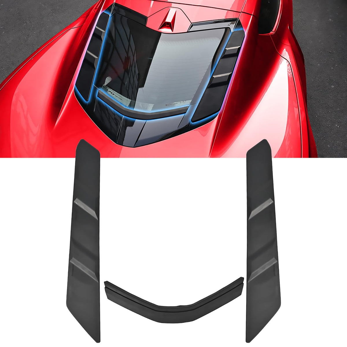 BILLFARO Dry Bay Vent Blocks and Rear Window Spoiler,Rear Hatch Hood Car Wash Covers Engine Bay Air Vent Inserts Protection for 