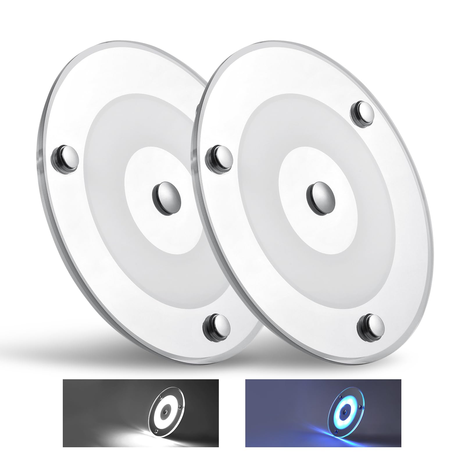Obeaming 2 Pack 12V LED Ceiling Dome Light 400LM, 4.75 Dimmable Interior Light for RV Boat Camper Van Travel Trailer Truck Sailb