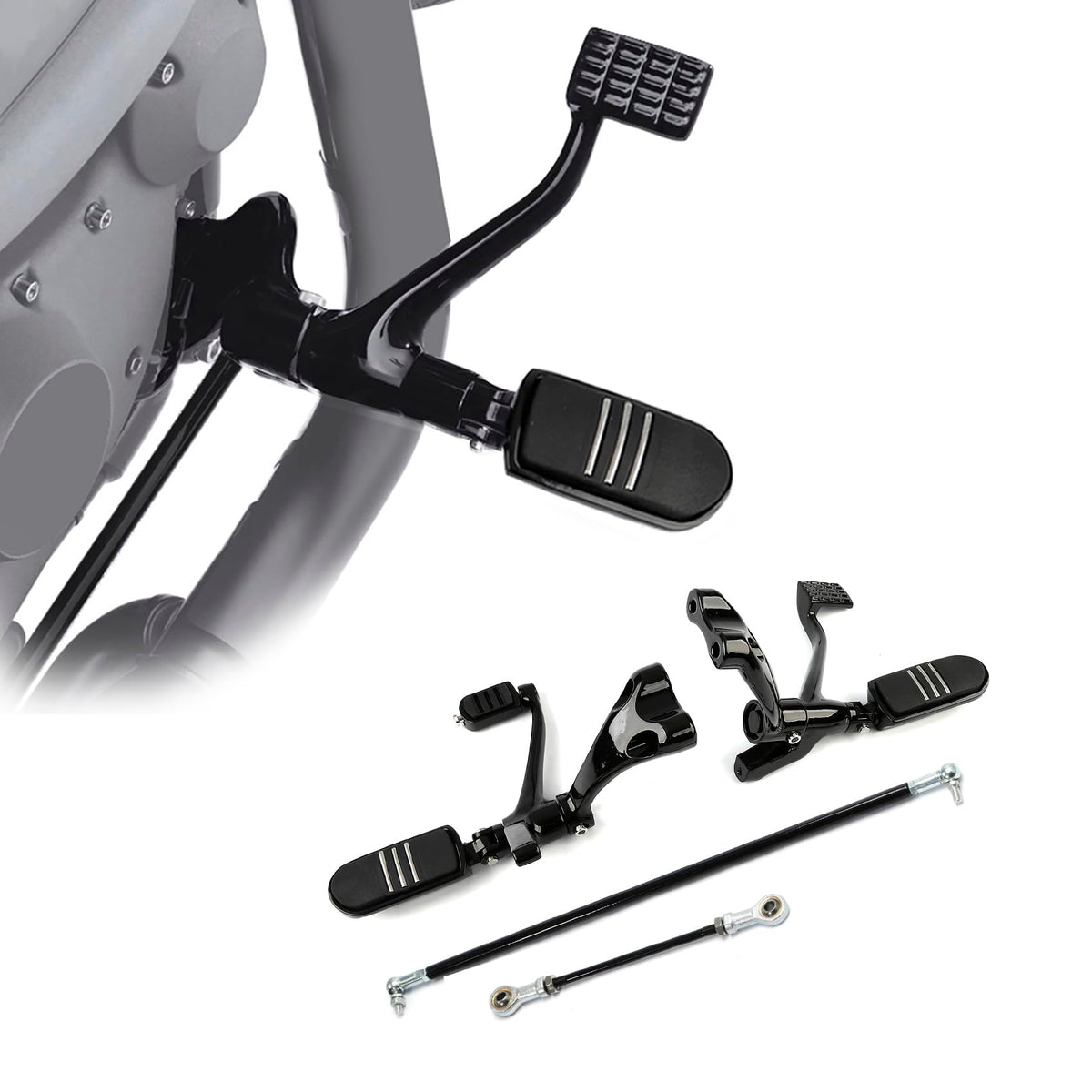 TCT-MT Forward Control Foot Pegs Complete Kit Levers & Linkages Fit For Harley Sportster XL883 XL1200 1991-2003 Black 2002 2001 