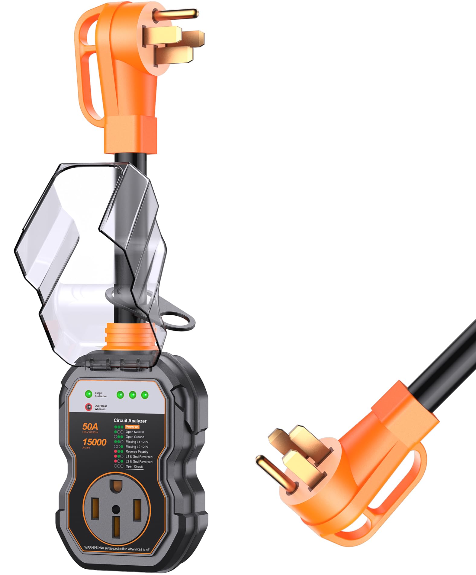 Geargo Rv Surge Protectors 50 Amp, 15000 Joules Rv Circuit Analyzer, Ip68 Surge Voltage Protection, Rv Adapter Plug For Camper (