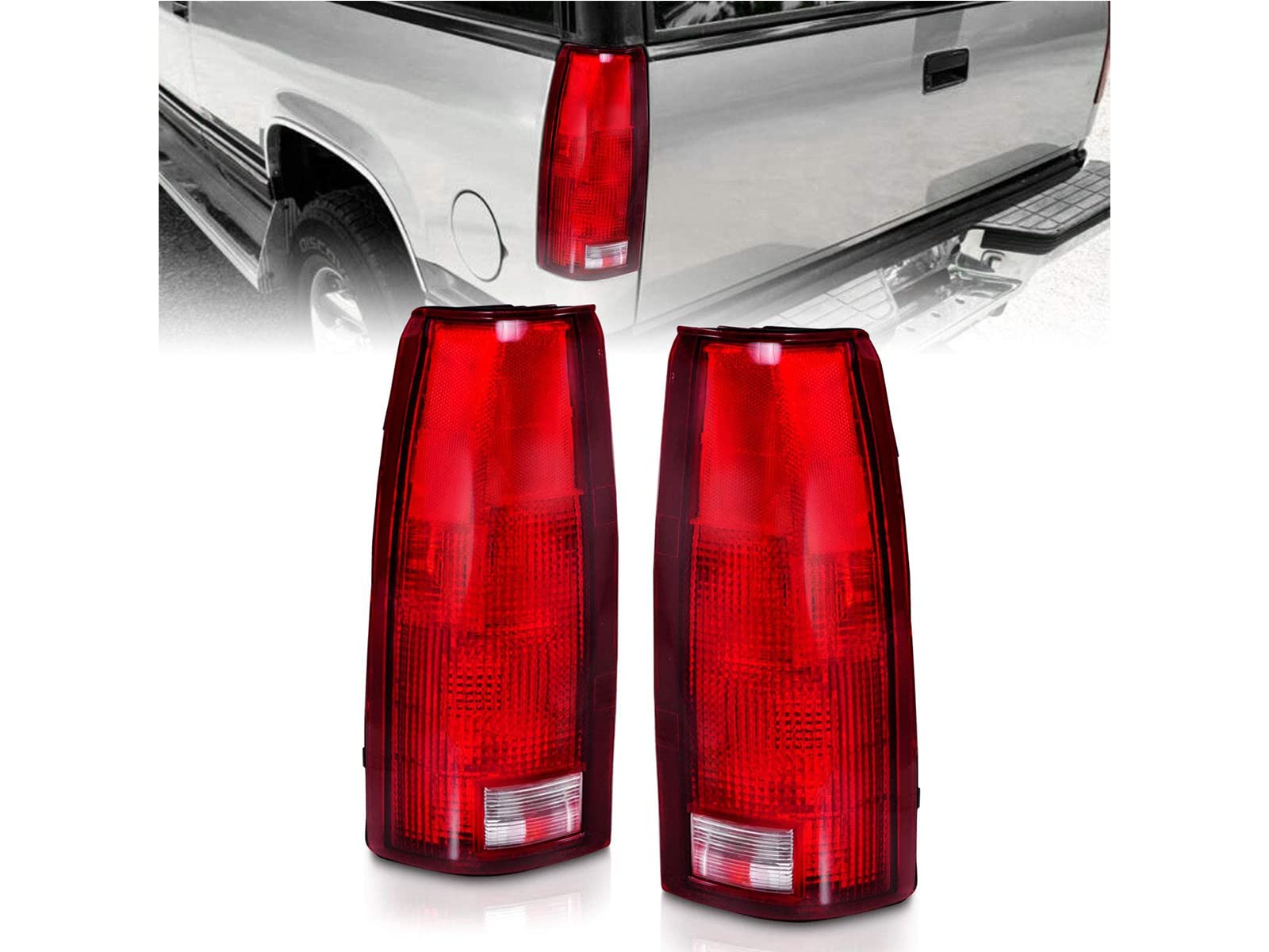 AmeriLite OE Replacement Halogen Tail Lights For Chevy GMC c1500 C/K C10 Silverado Sierra Tahoe Yukon Full-Size Blazer - Driver 