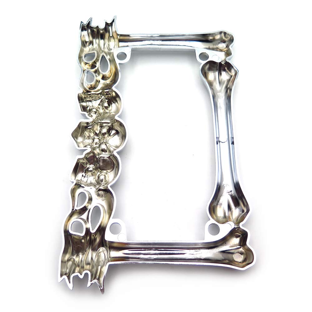 Httmt- Mt294-006-Cd- Cruiser Accessories Skull & Flame Motorcycle License Plate Frame (Chrome) Durable And Long Lasting.