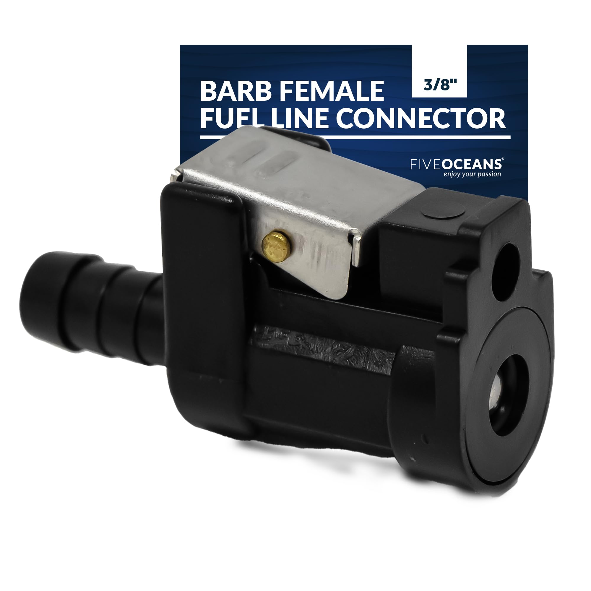 Five Oceans 3/8-Inch Barb Female Fuel Line Quick Connector For Yamaha/Mercury Outboard Connections And Mercury Fuel Tank Side, Replaces Part 22-13563Q7, 22-13563A7, 22-13563A6, 22-13563T7 - Fo2888