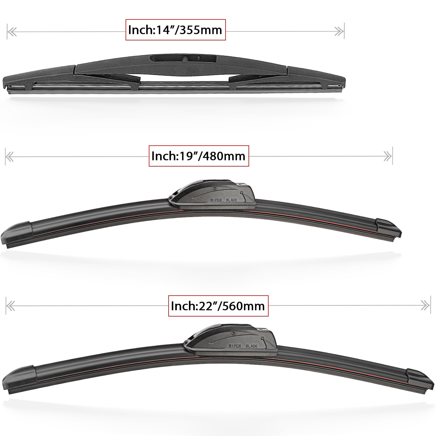 Raintok Windshield Wiper Blades Replacement For 2003-2008 Subaru Forester / 2009 2010 Infiniti Fx35 Fx50 Original Factory Quality Front Rear Back Wipers Set For My Car - 22 19 14