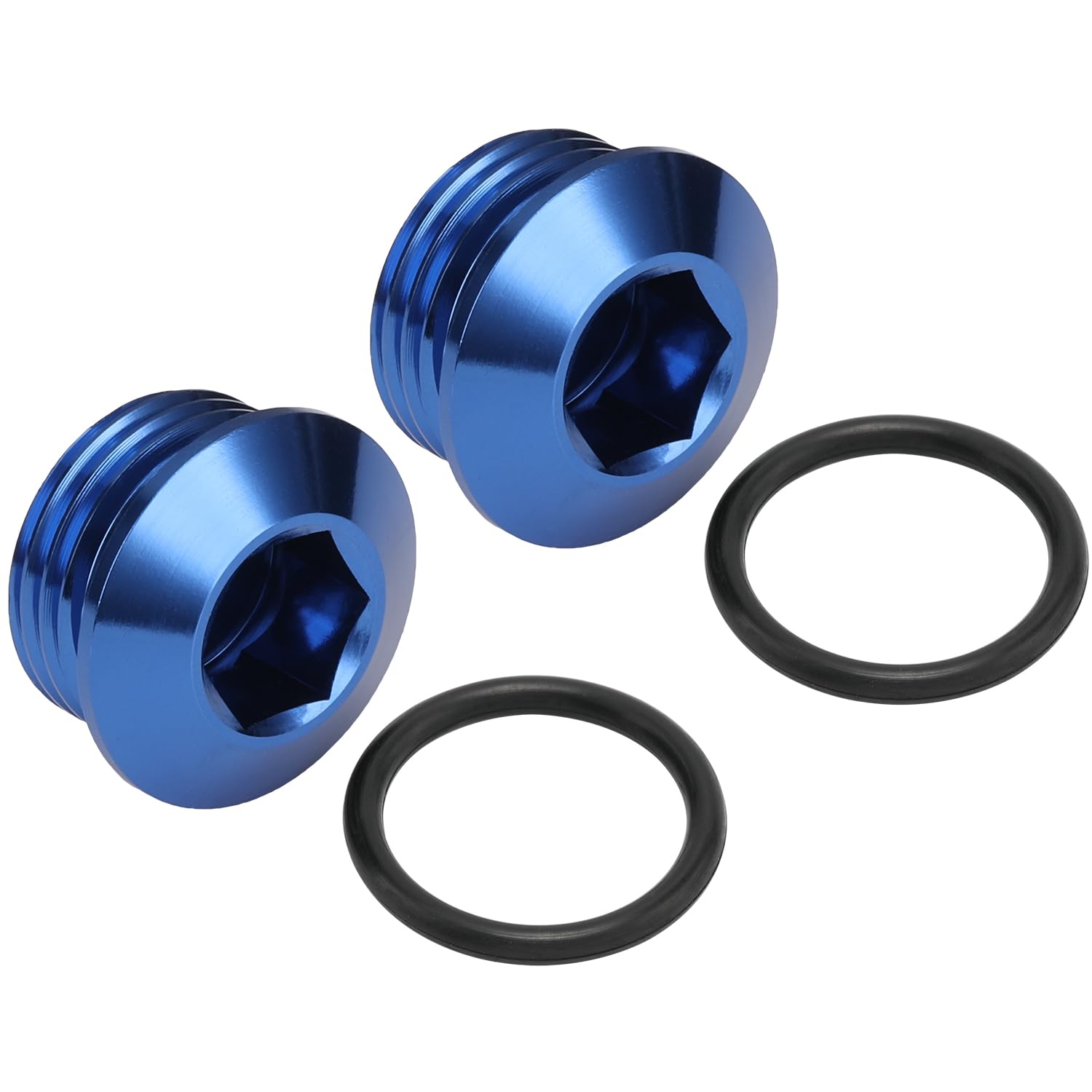 Podavelle 6An -6 Orb O-Ring Seal Boss Socket Port Plug Block Off Fitting Adapter Aluminum Blue, Pack Of 2