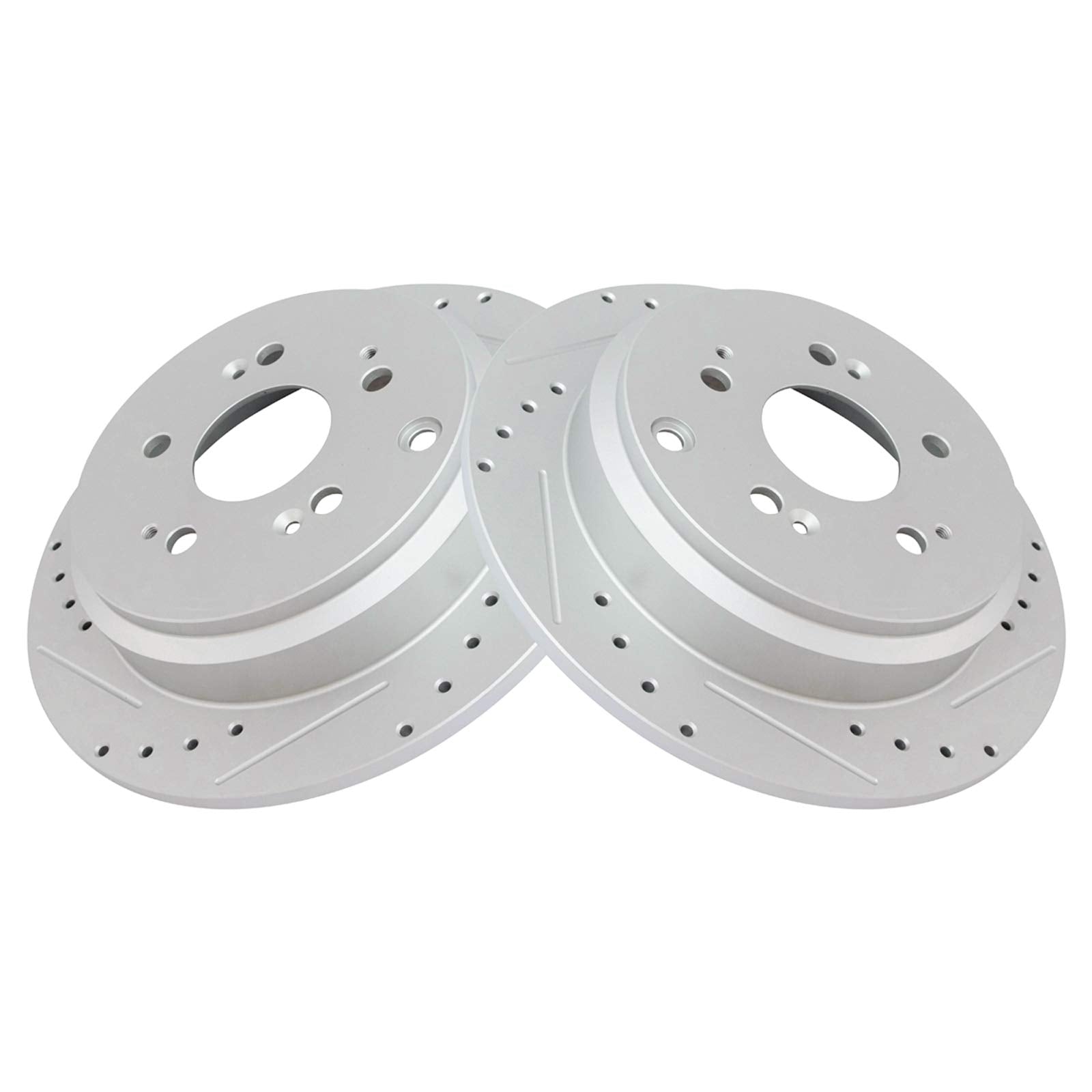 Trq Rear Performance Brake Rotors Set Premium G-Coated Cross Drilled & Slotted Compatible With 2005-2010 Honda Odyssey