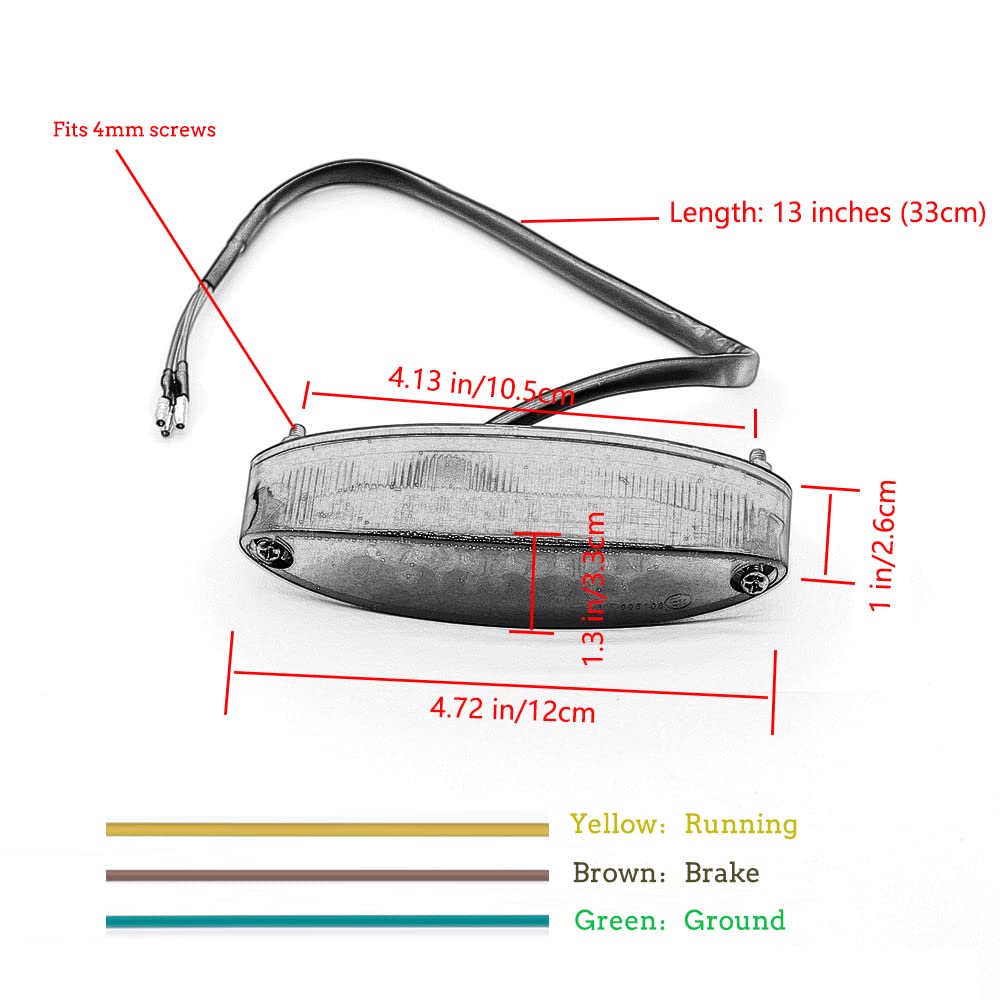 Kucehiup Motorcycle Led Taillight Brake Stop Light Atv Tail Light Universal License Plate Lights (Smoke)