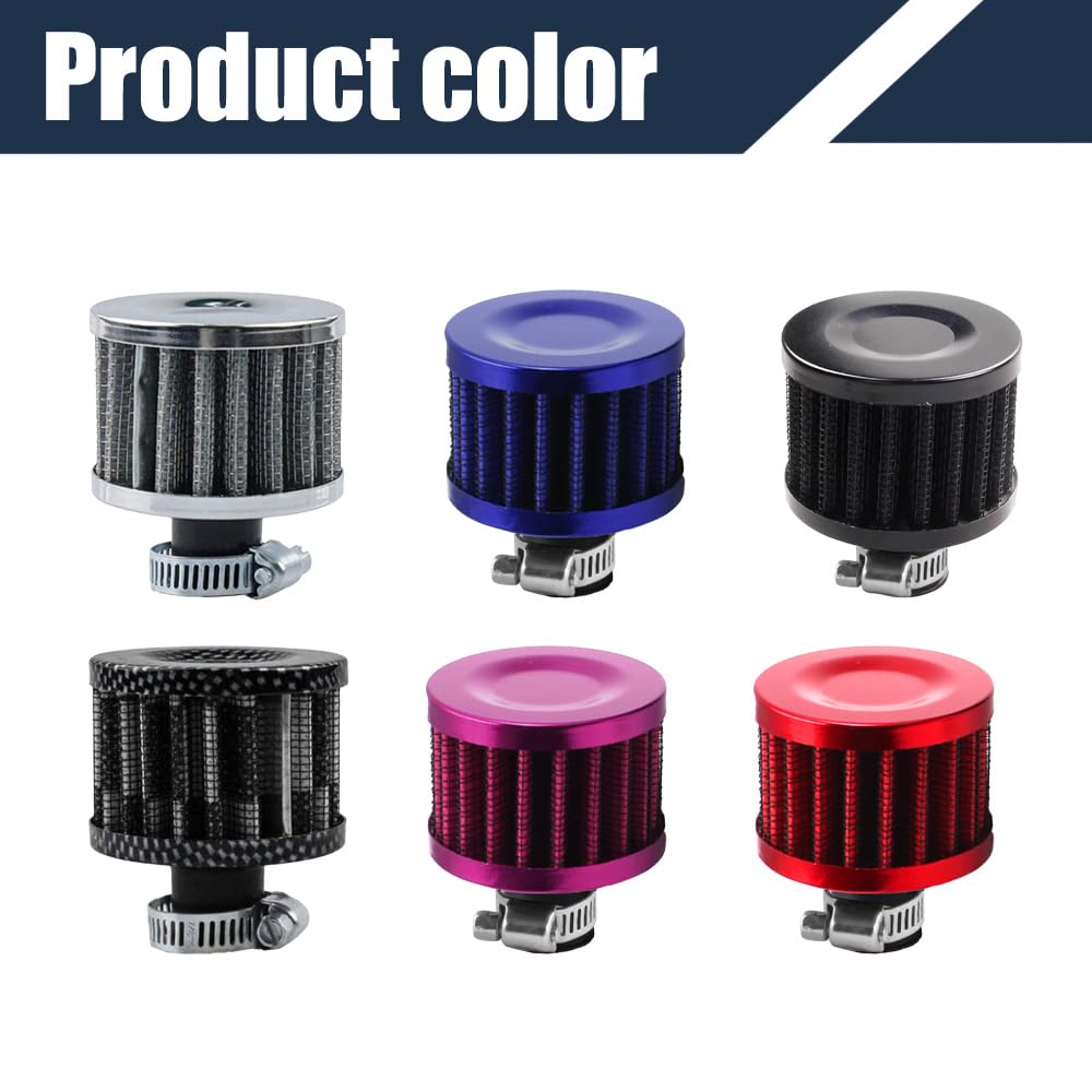 WINUERK Breather Filter, Air Filter Valve Cover Breather, 12mm Mini Air Filter Vent Crankcase Breather, Air Filter Cold Air Inta