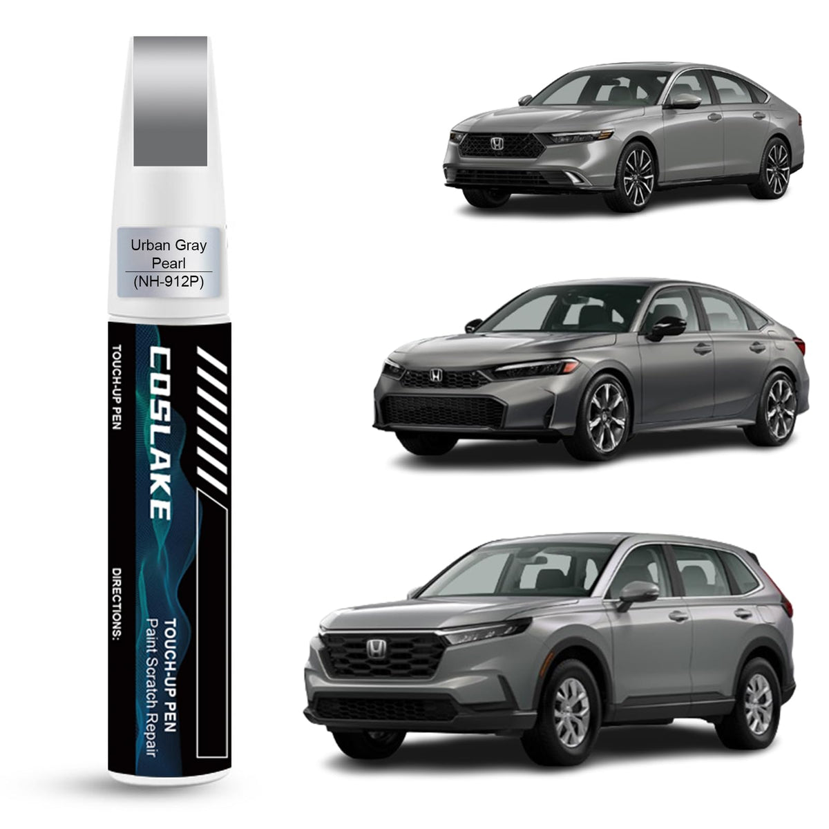 COSLAKE Car Touch Up Paint(Urban Gray Pearl(NH-912P)) for Honda, Car Paint Scratch Repair Kit, Quick & Easy Solution to Repair, 
