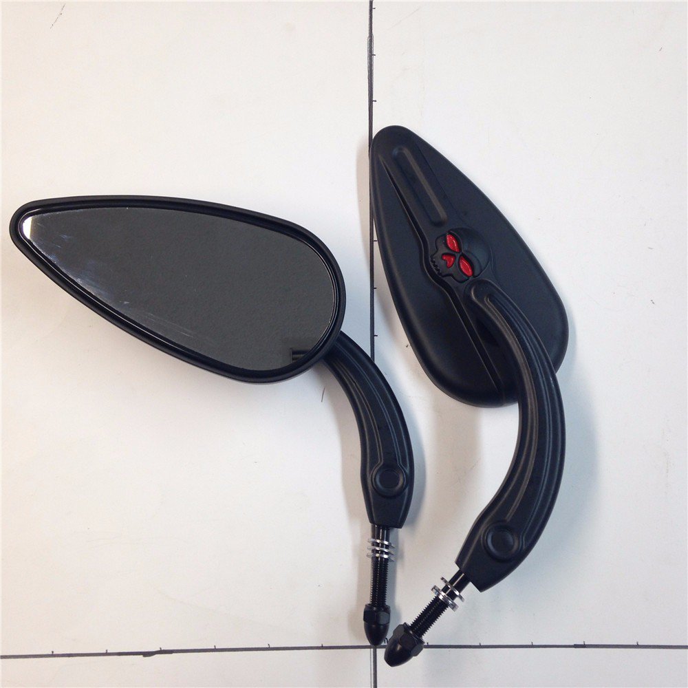 Httmt Mt383-Sc-Bk Black Teardrop Skull Zombie Mirrors Compatible With Sportster Dyna Touring Dyna Wide Glide Efi Fxdwgi