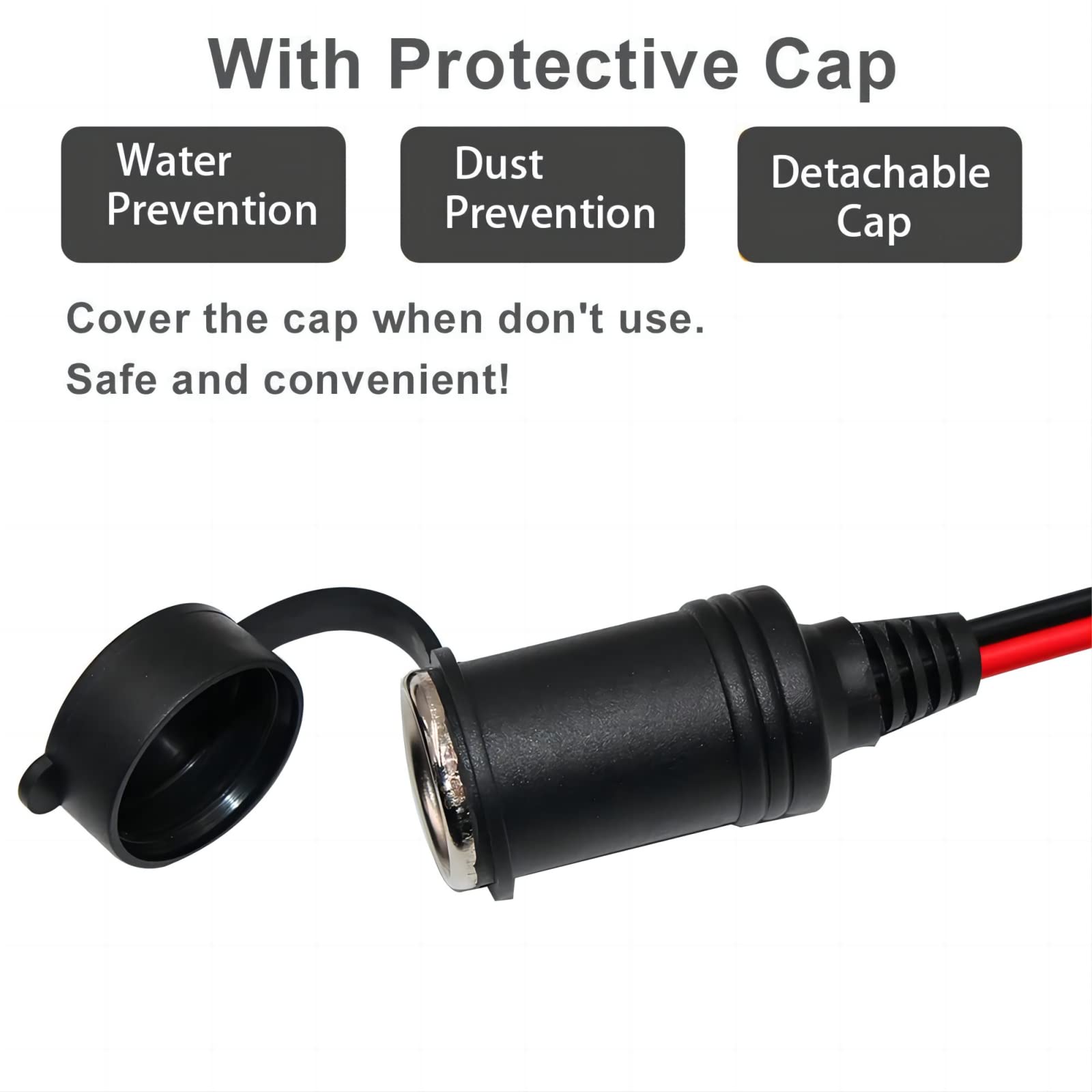 Kuncan Cigarette Lighter Battery Adapter - Female Cigarette Lighter Socket To 12V Battery Alligator Clips For Auto Car Battery Clamp To Cigarette Lighter Plugs Cigar Charge Extension Cable Cord 2Ft