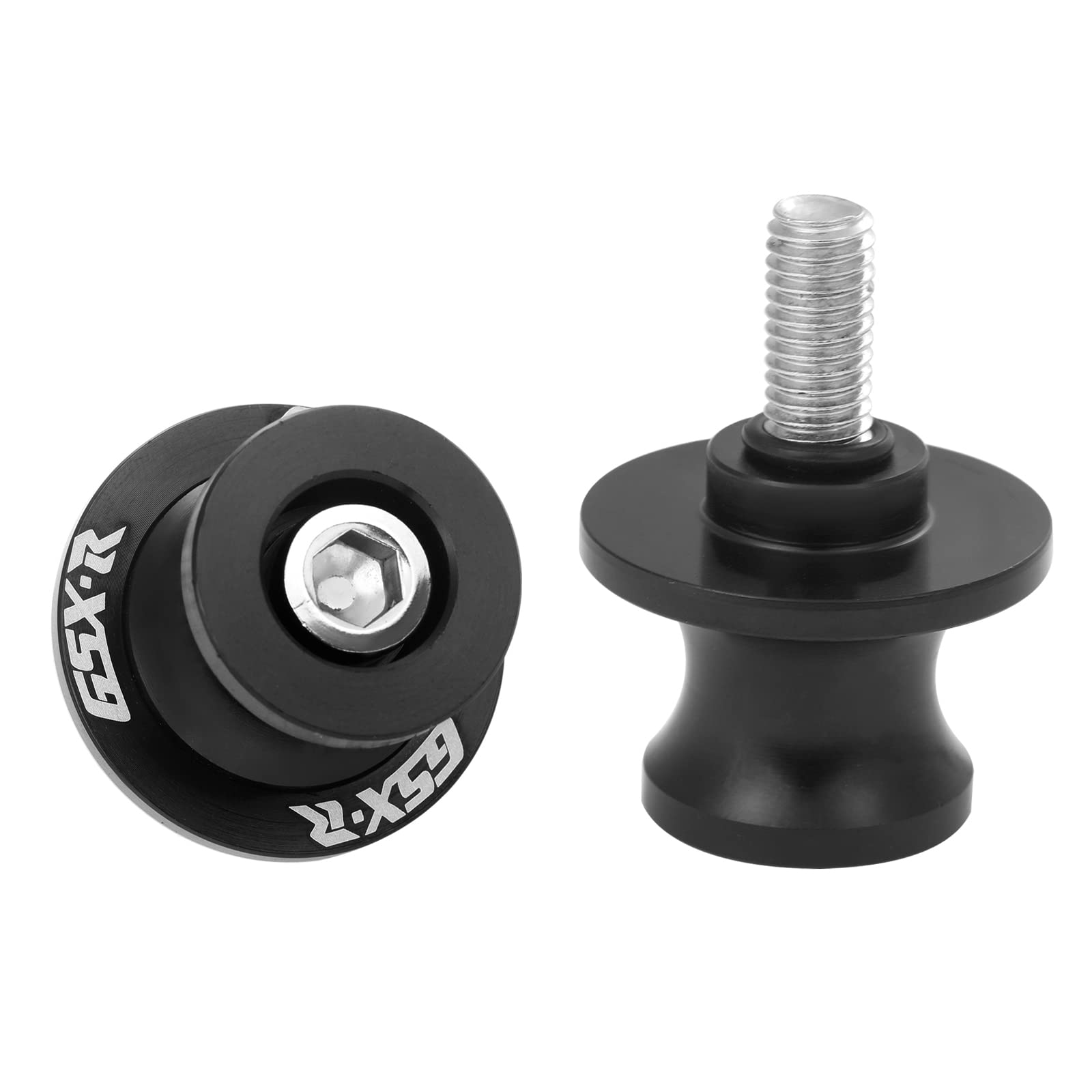 2Pcs Motorcycle Swing Arm Spools For Suzuki Gsxr 125 250 300 600 750 1000 Aluminum (Black)