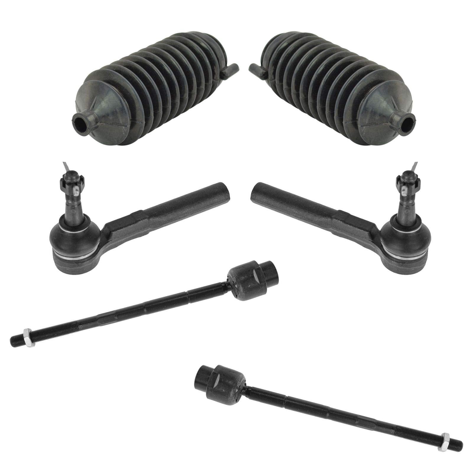 Trq Front Driver & Passenger Side Steering Kit Steering Rack & Pinion Bellow Tie Rod Compatible With 99-05 Chevrolet 99-04 Oldsm