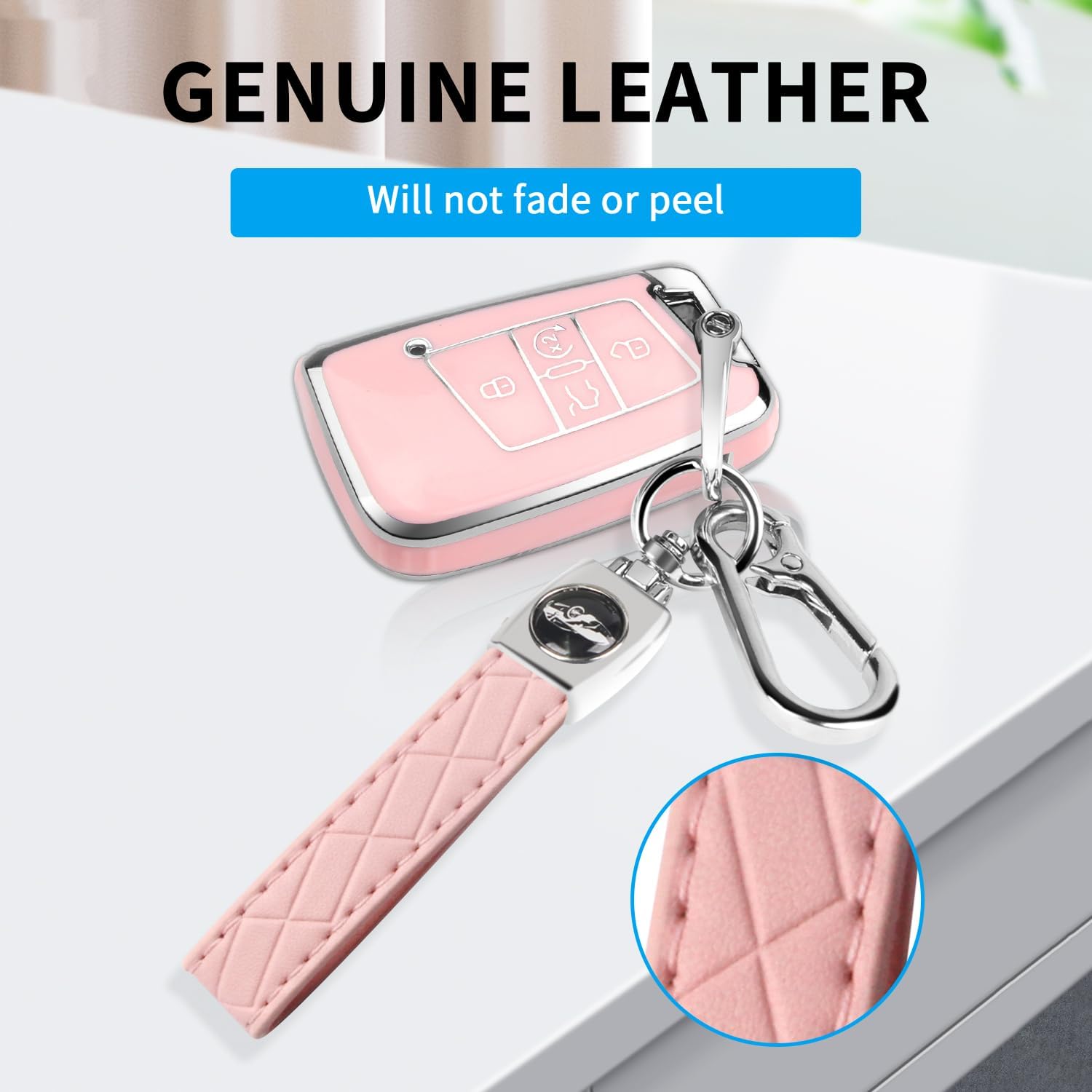 MILD EAST for Volkswagen Key Fob Cover with Keychain, Soft TPU Car Key Shell Case Holder for Atlas Golf Alltrack Atlas Jetta Pas