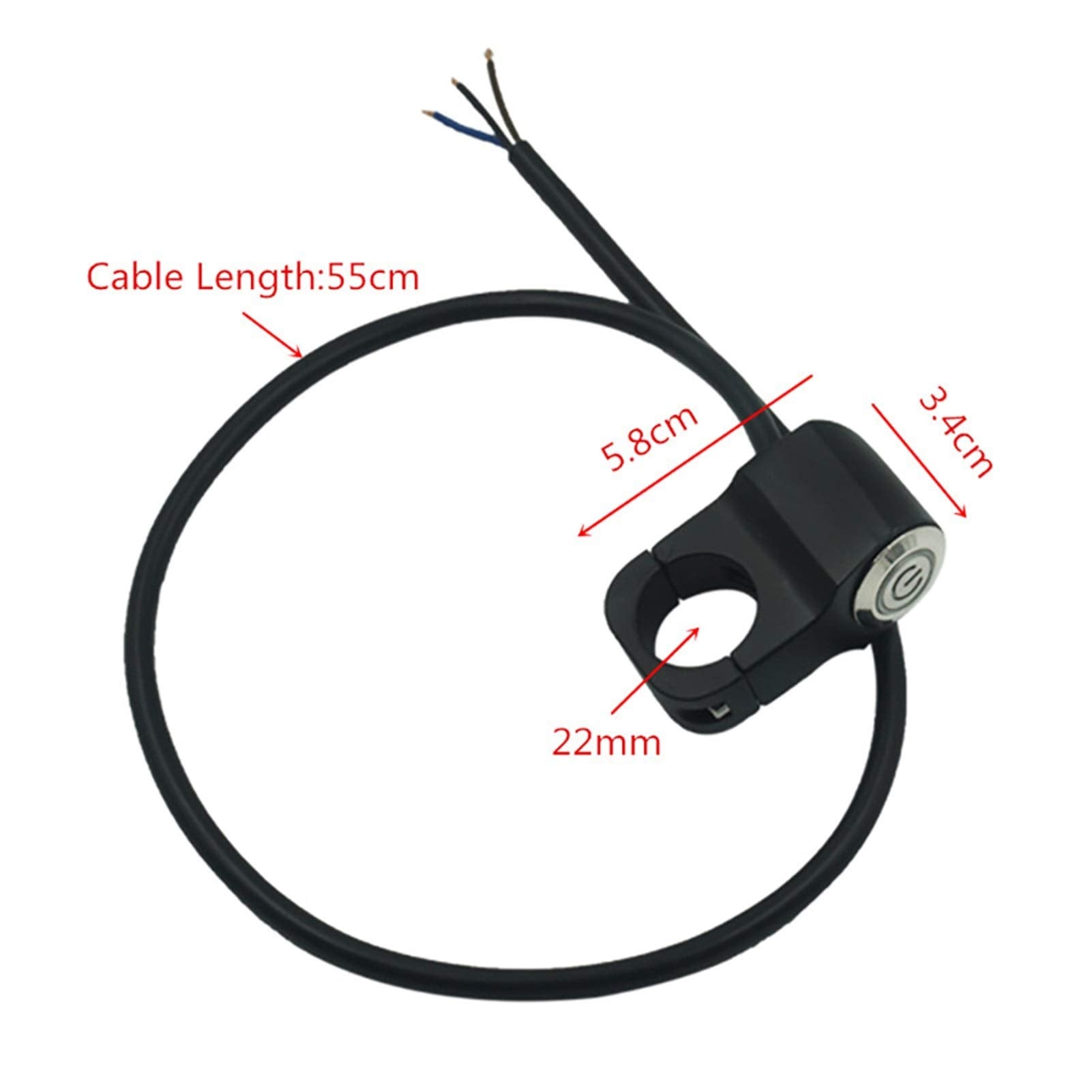 Rayana 7/8' 22Mm Motorcycle Handlebar Switch Waterproof Push Button For Horn Start Button Switch Aluminum Alloy (Red-Momentary Action)