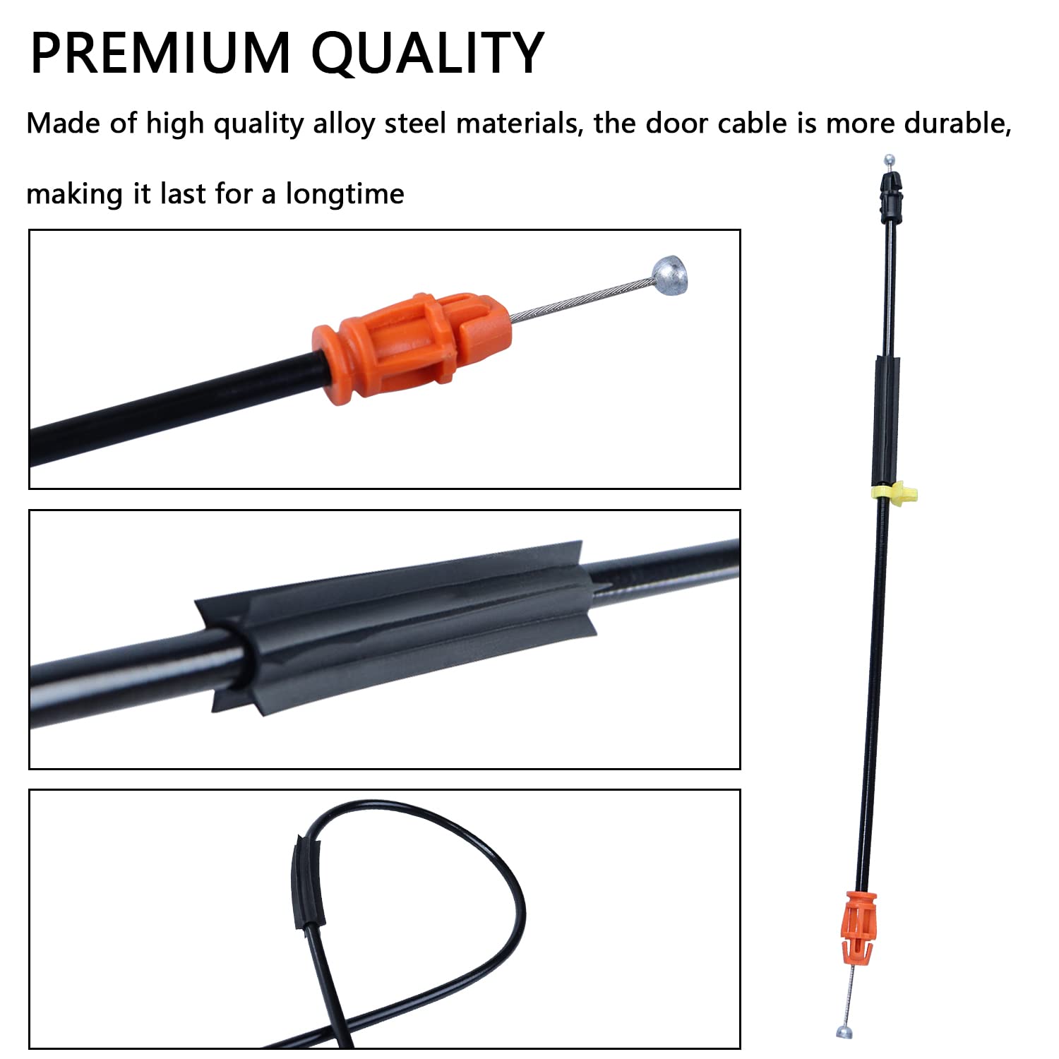 16.5'' Door Latch Cable Compatible With 2007-2014 Chevy Silverado Tahoe Yukon Sierra Escalade, Driver/Passenger Side Front Doors