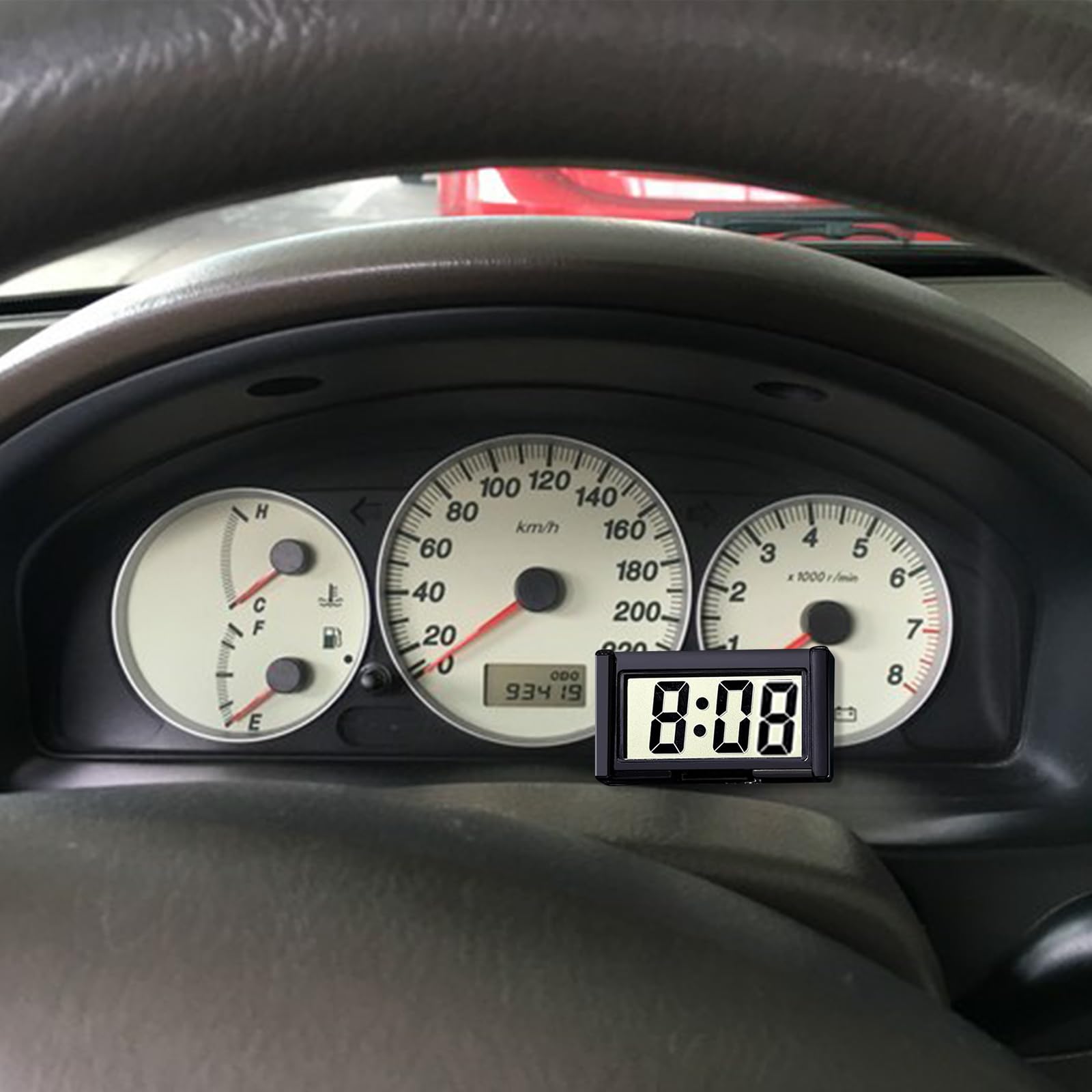Car Dashboard Digital Clock - with Jumbo LCD Time & Day Display - Mini Automotive Stick On Watch for Car Truck Dashboard & Air V