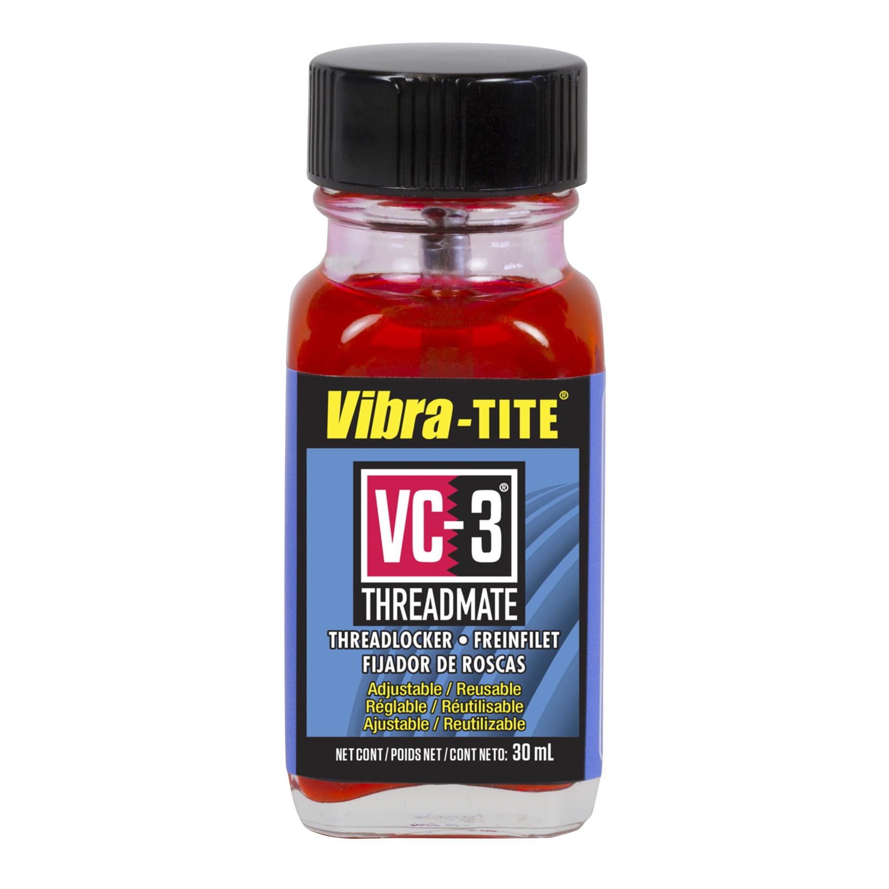 Vibra-Tite Vc-3 Threadmate, 30 Ml Bottle With Brush Cap Applicator,Red,213