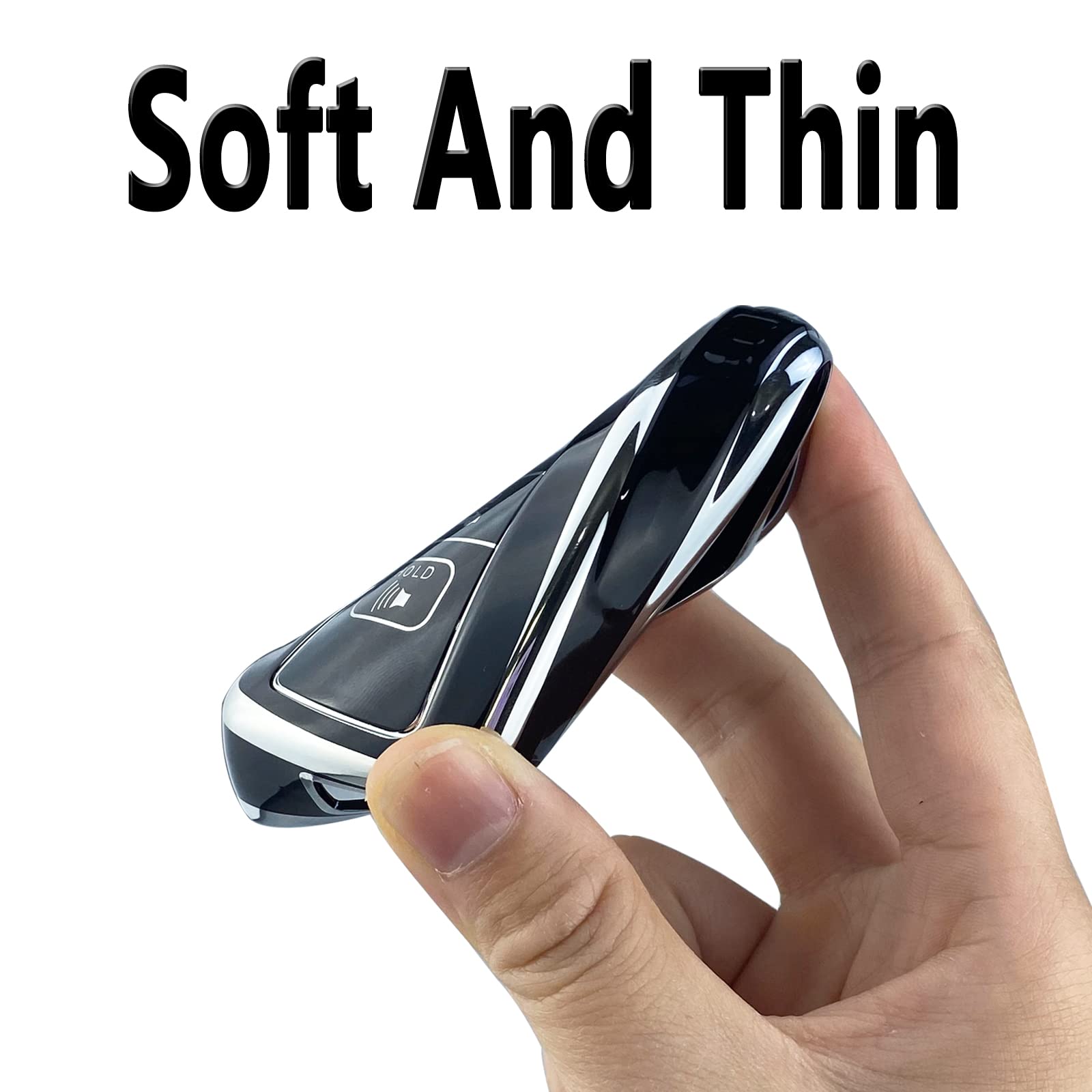 Yuebutor Key Fob Cover Case Compatible With Toyota 2019-2023 Camry Rav4 Highlander Corolla 4Runner Avalon C-Hr Prius (Black)