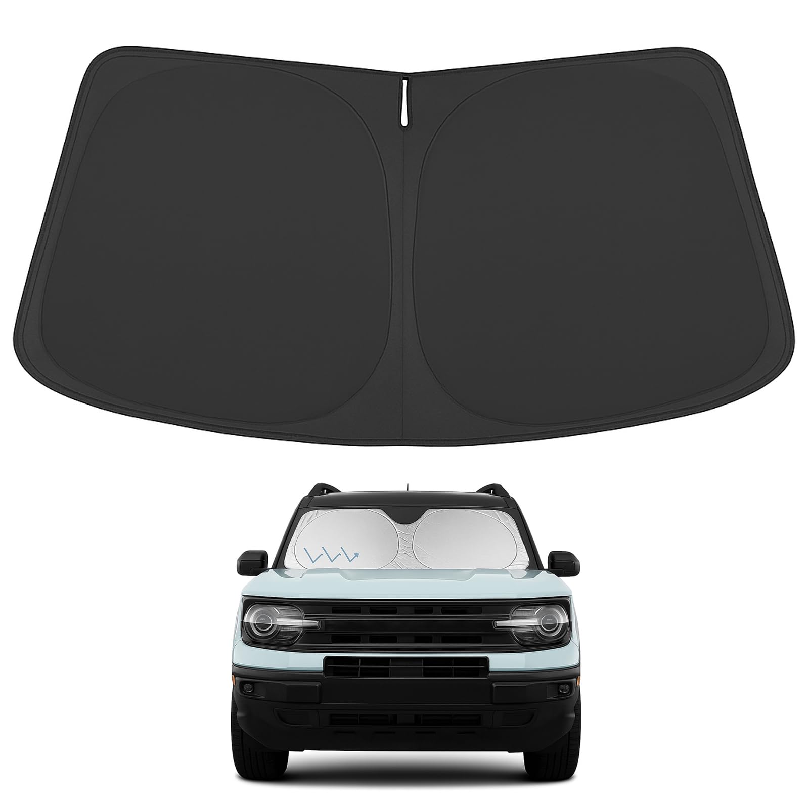 Proadsy Upgrade Front Windshield Sun Shade Foldable Sunshade Protector Custom Fit 2025 2024 2023 2022 2021 Ford Bronco Sport Acc