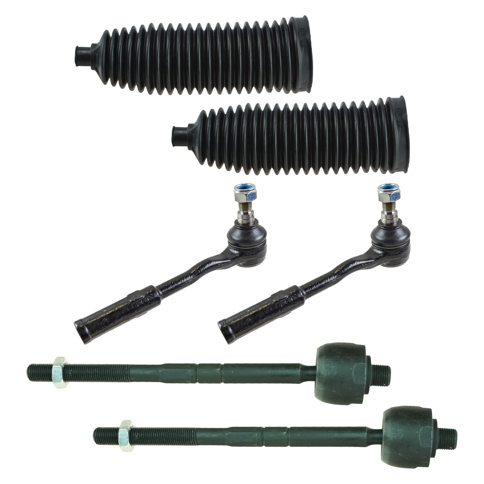 Trq Front Steering Kit Steering Rack & Pinion Bellow Tie Rod Compatible With 00-12 Mercedes-Benz