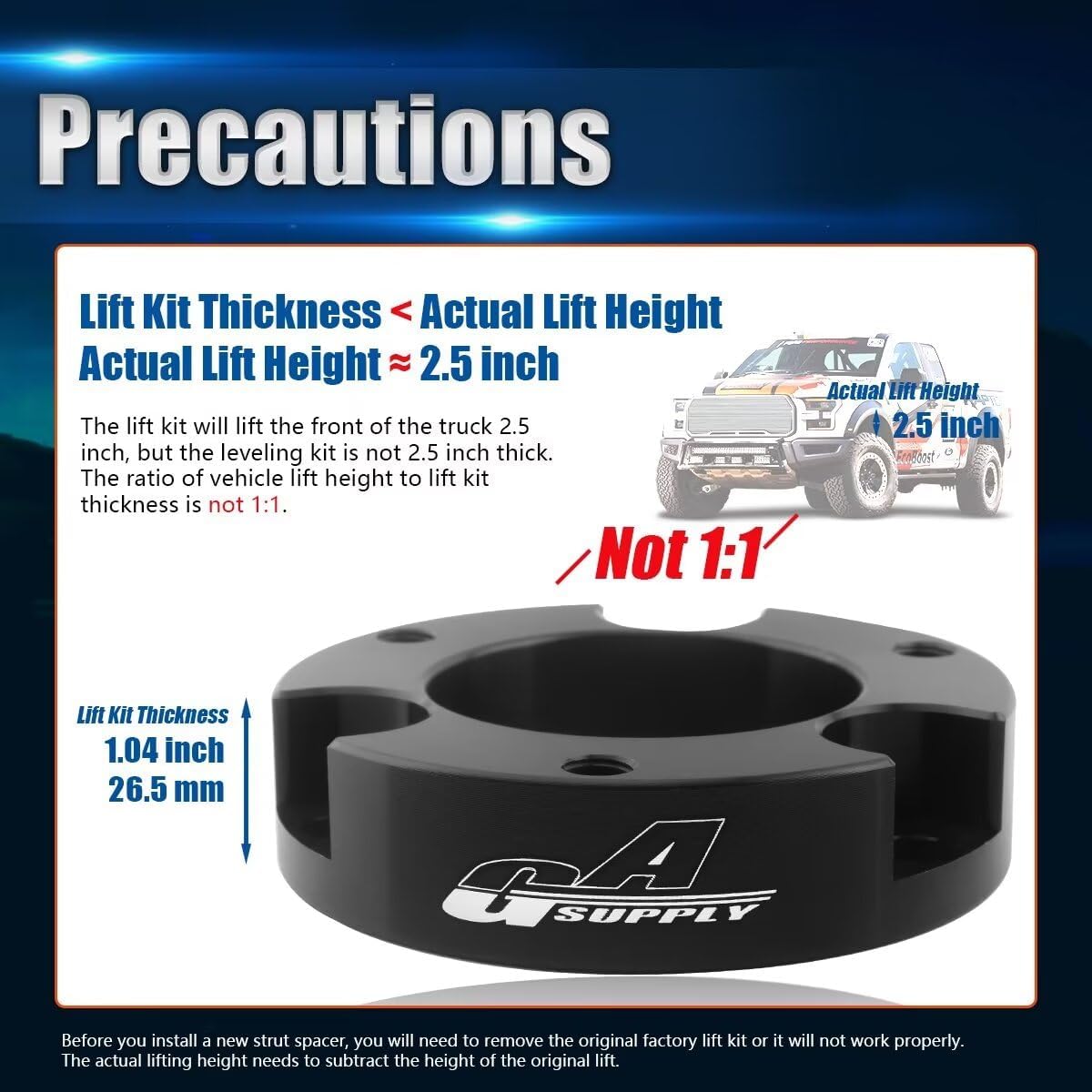 GAsupply 2.5 Front Leveling Lift Kits, Compatible with 1995-2004 Toyota Tacoma 4 Runner, 2.5 Inch Raise Strut Suspension Space
