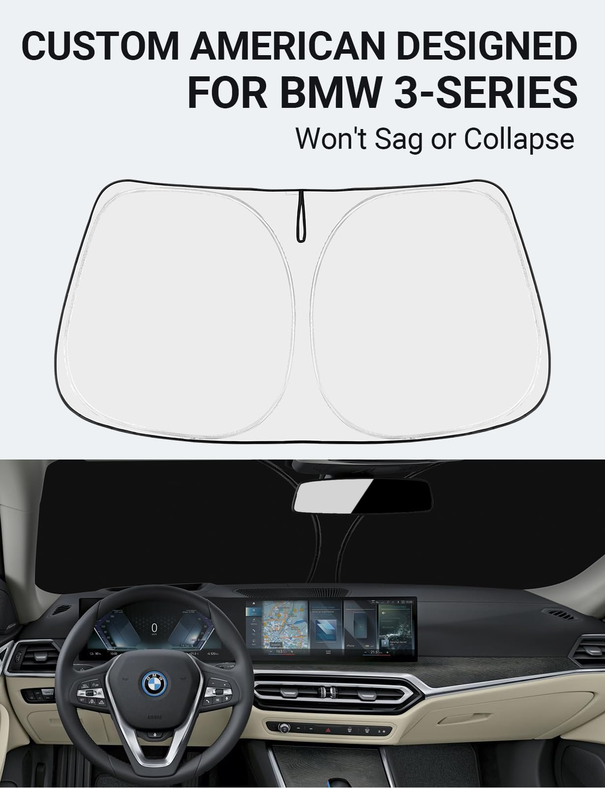 Proadsy Front Windshield Sun Shade Foldable Sunshade Protector Custom Fit 2019-2024 2025 Bmw 3-Series 3 Series Accessories 2025 Upgrade