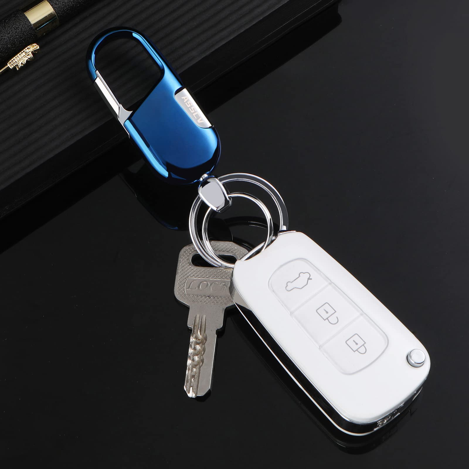Asscv Car Keys Keychain, Heavy Duty Keychains,Car Key Fob Accessory For Men And Women,With Elegant Metal Box (Blue)