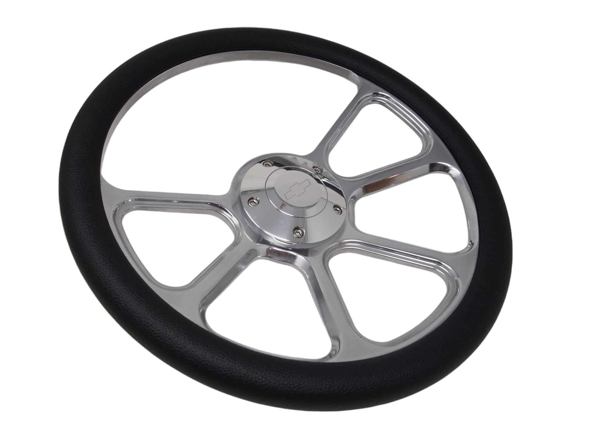 Billet Polished Compatible With Chevy Gmc 69-94 Steering Wheel Set Engraved Horn 3 Spoke Half Wrap