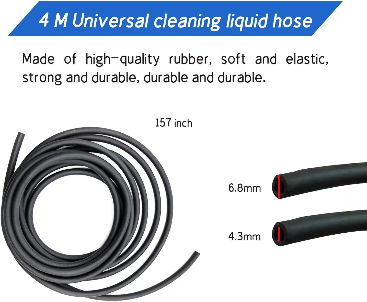 Windshield Washer Hose Kit-158 Inch (4M) Universal Washer Fluid Hose With 12Pcs Hose Connector,Connects The Water Tank And The W