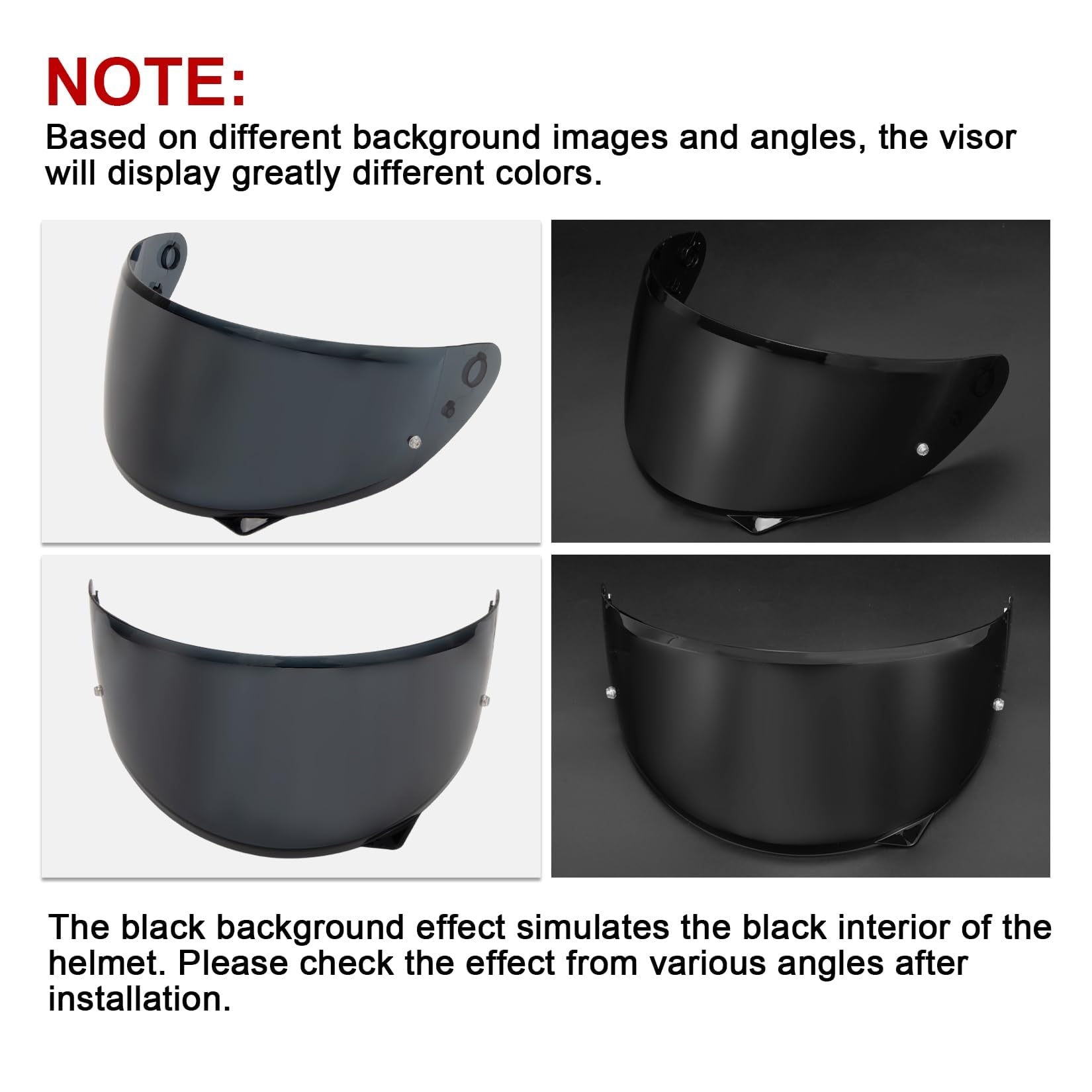 PSLER HJ-34P Visor - HJ-34P Visor Tinted C10 Helmet Visor Pinlock-Ready Face Shield for HJ-34P C10,Deep Black