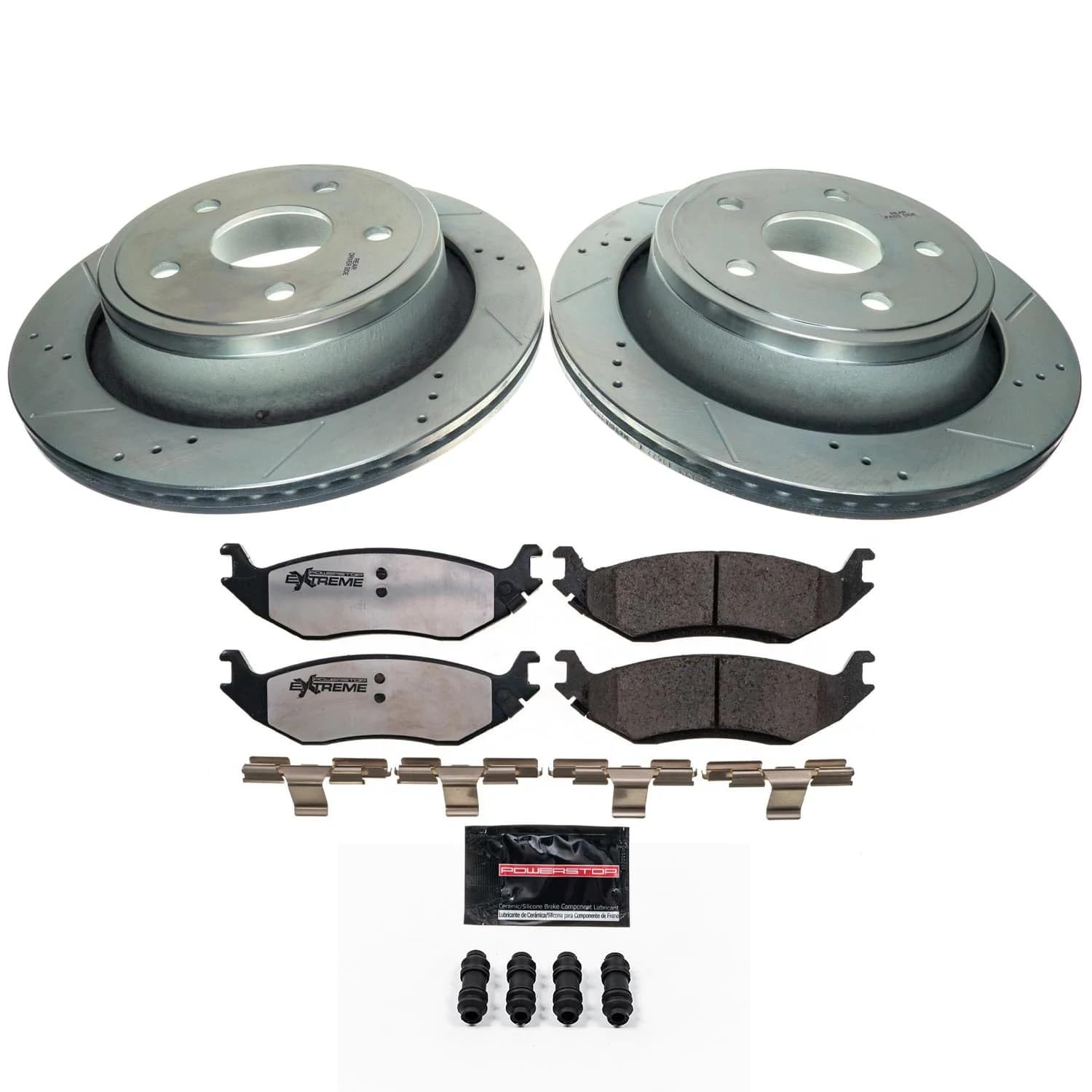 Power Stop Brake Kit For Chrysler Aspen Dodge Durango Ram 1500 - Rear Z36 Truck & Tow Carbon Fiber Ceramic Brake Pads And Drille