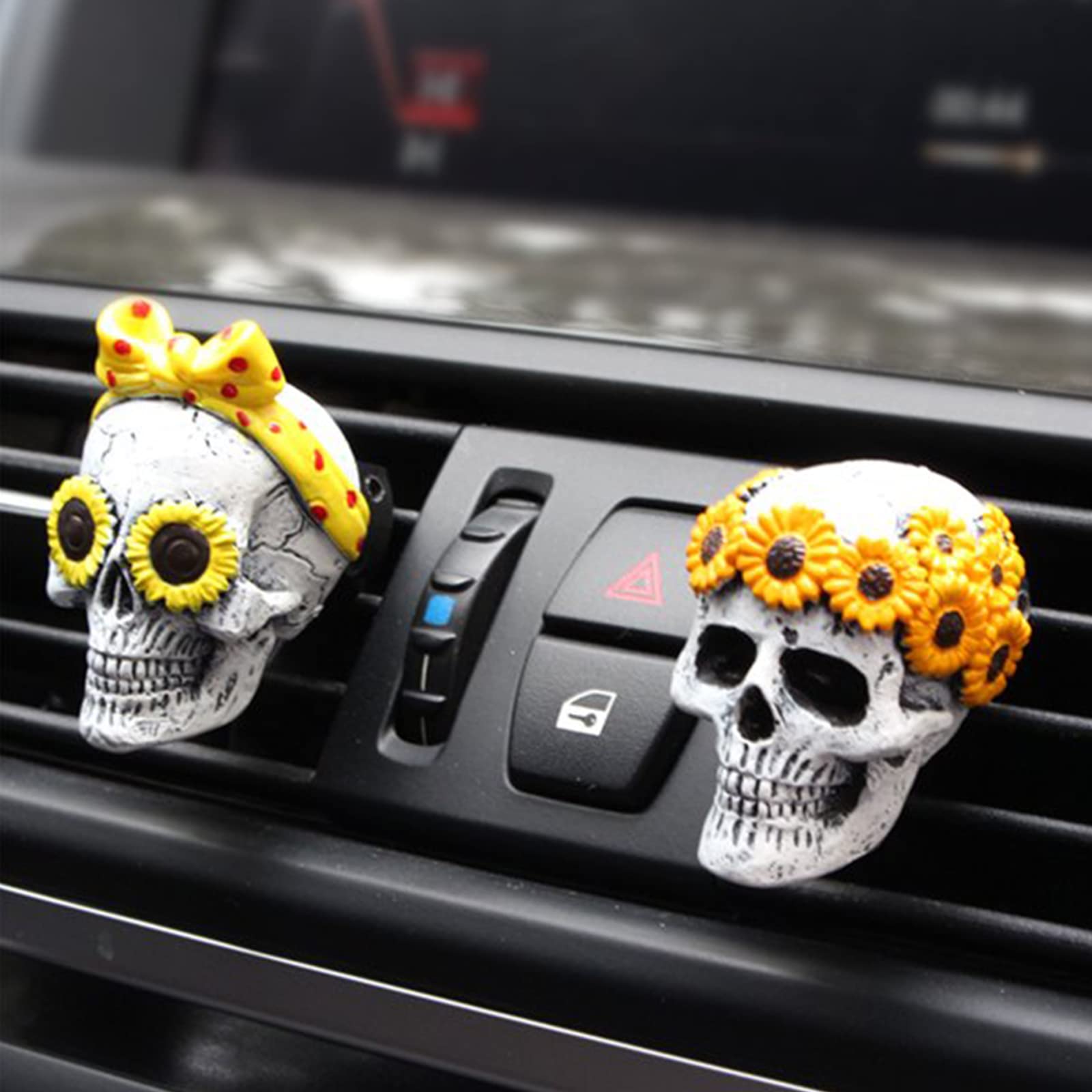 Sugar Skull Decor For Women, Sunflower Air Fresheners Car Accessories Interior Aesthetic Dashboard Decorations, Truck Stuff For