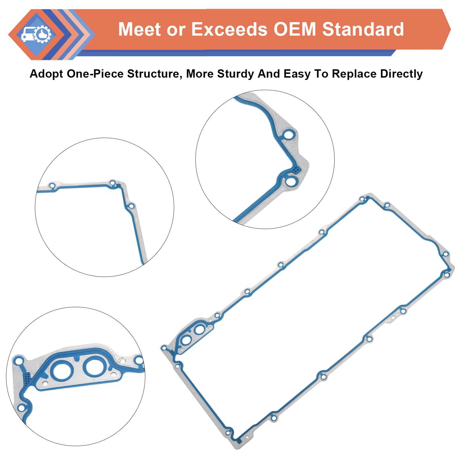 Zonfant Engine Oil Pan Gasket Set, Compatible With Chevy Gmc Cadillac Vehicle 4.8L 5.3L 6.0L 6.2L Silverado Suburban Tahoe Trailblazer Sierra Yukon Escalade, Replace #Os30693R 12612350