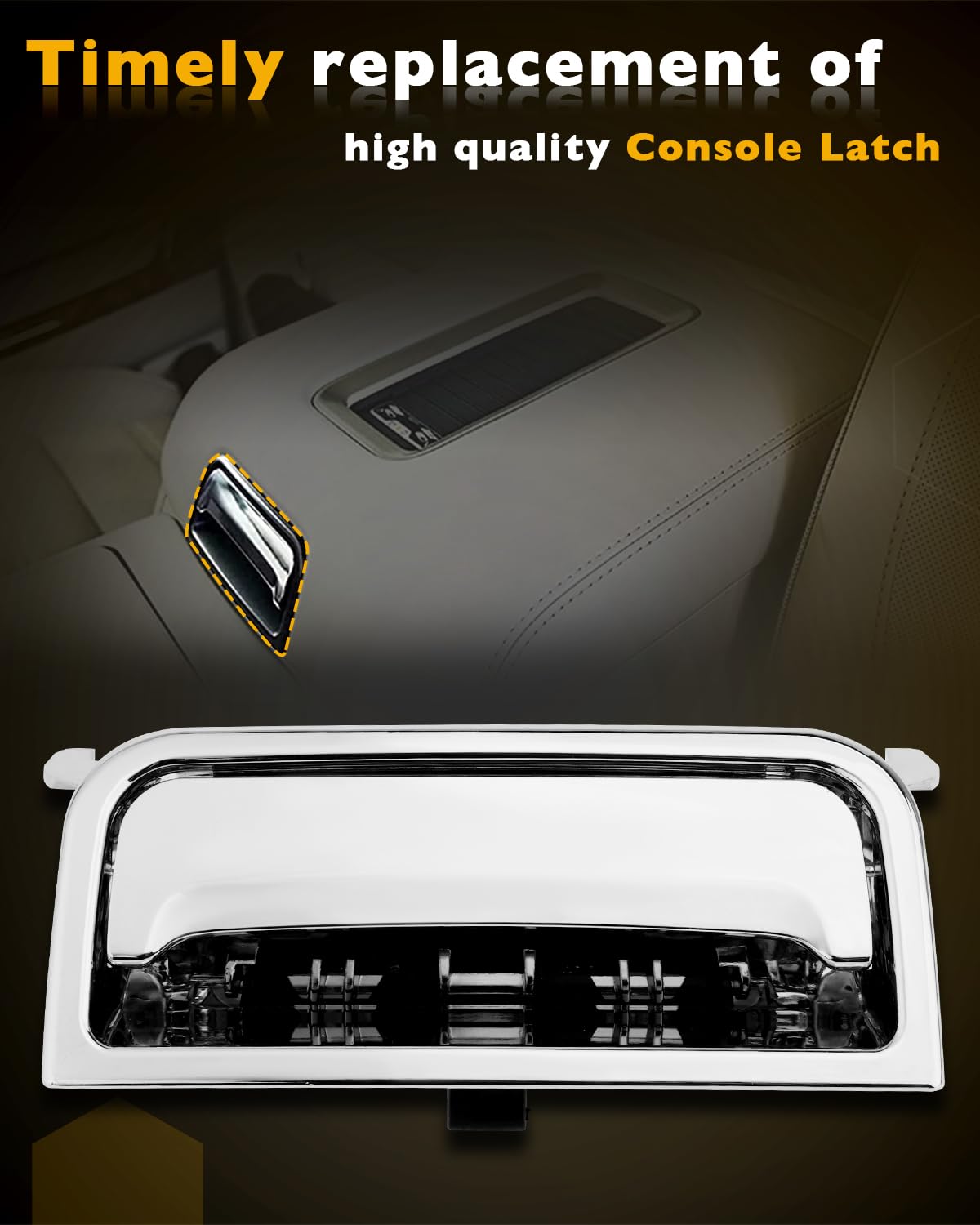 22861304 Center Console Latch, Compatible With 2014-2020 Chevy Silverado Suburban Tahoe, Gmc Yukon Sierra 1500 2500 3500, Chrome
