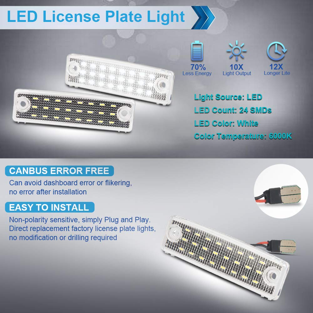Mbuydiy Led License Plate Light Lamp Assembly Compatible With 1996-2024 4Runner 2008-2022 Sequoia 6000K White, Pack Of 2