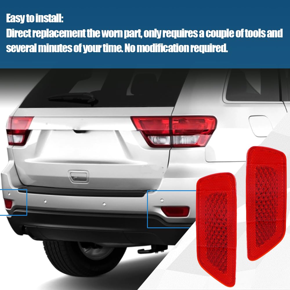 CULMKARI Rear Bumper Trim Reflector Lights Fits for 2012-2018 Jeep Grand Cherokee 2012-2020 Dodge Journey 2013-2017 Jeep Patriot